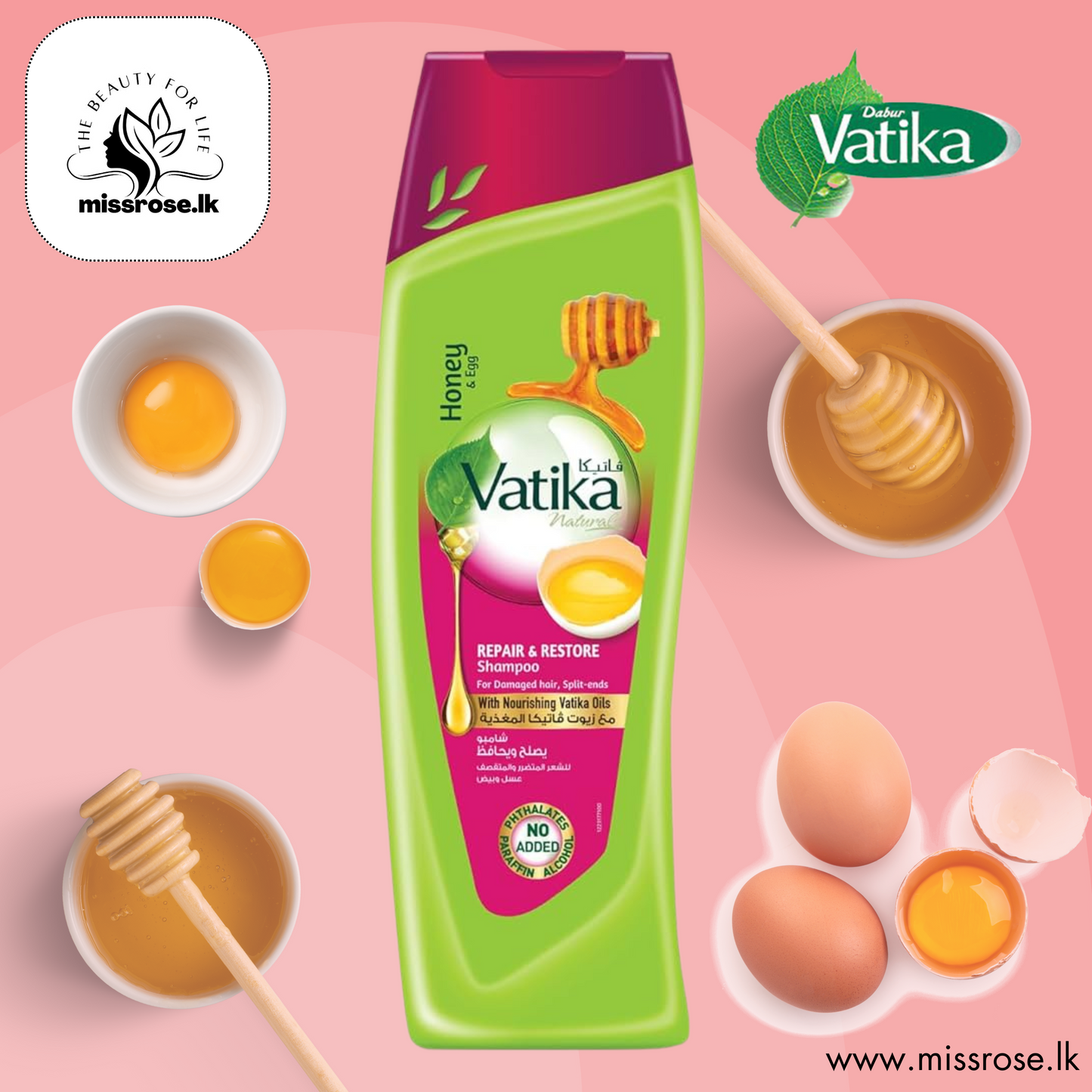 Vatika Naturals Repair & Restore Shampoo Honey & Egg 400ml - missrose.lk