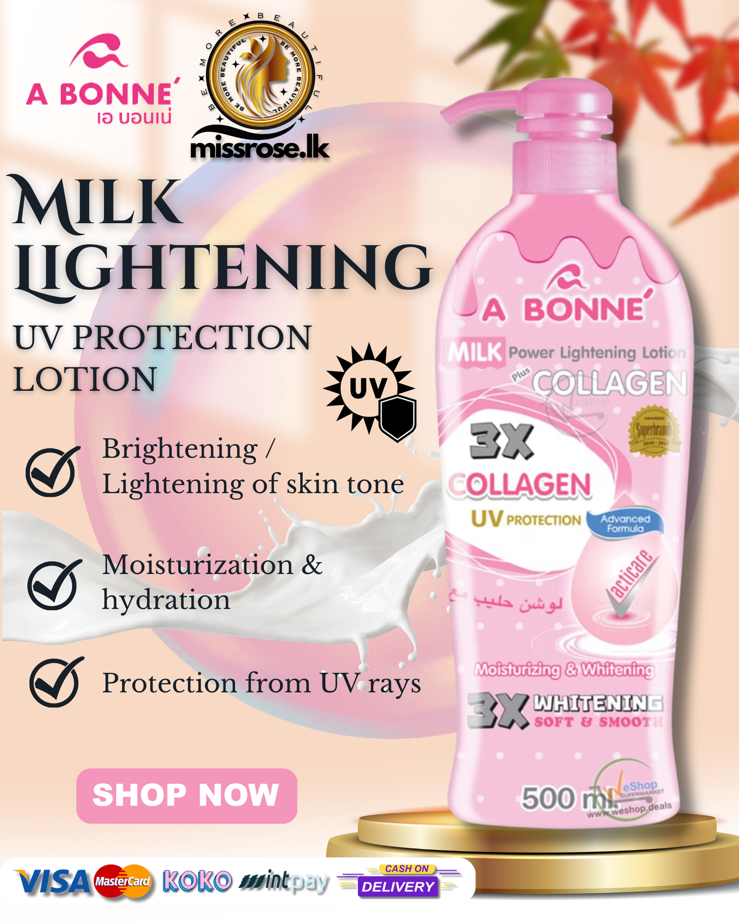 A Bonne Milk Lightening Lotion with Collagen Pump 500ml