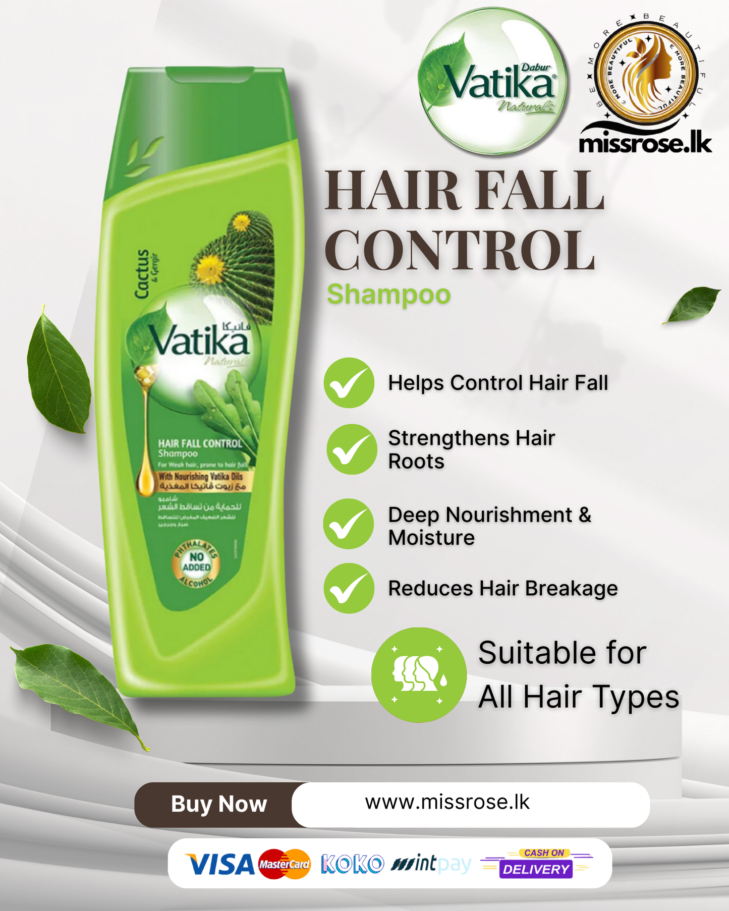 Vatika Naturals Hair Fall Control Shampoo - Cactus & Gergir