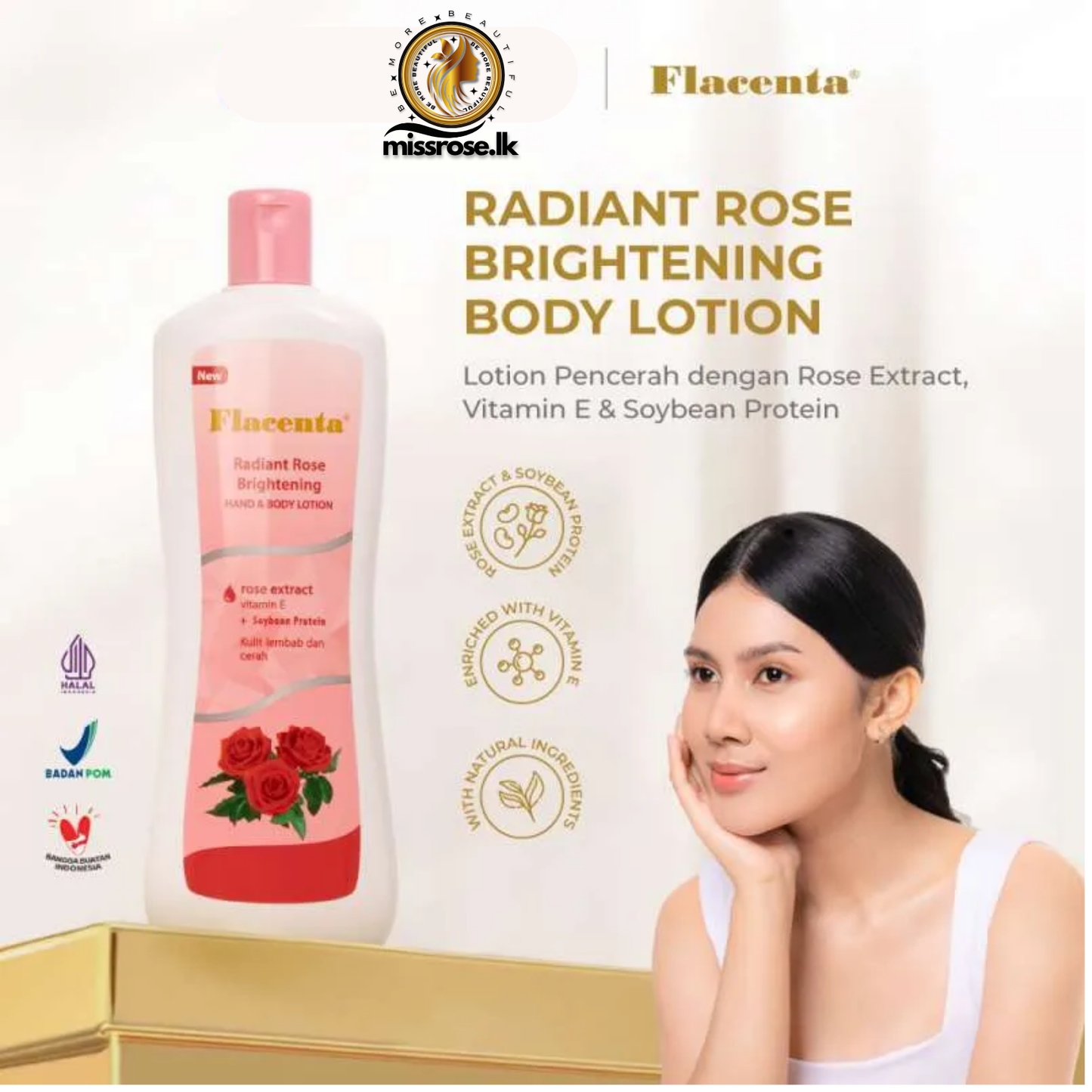 Flacenta Radiant Rose Brightening Body Lotion 500ml