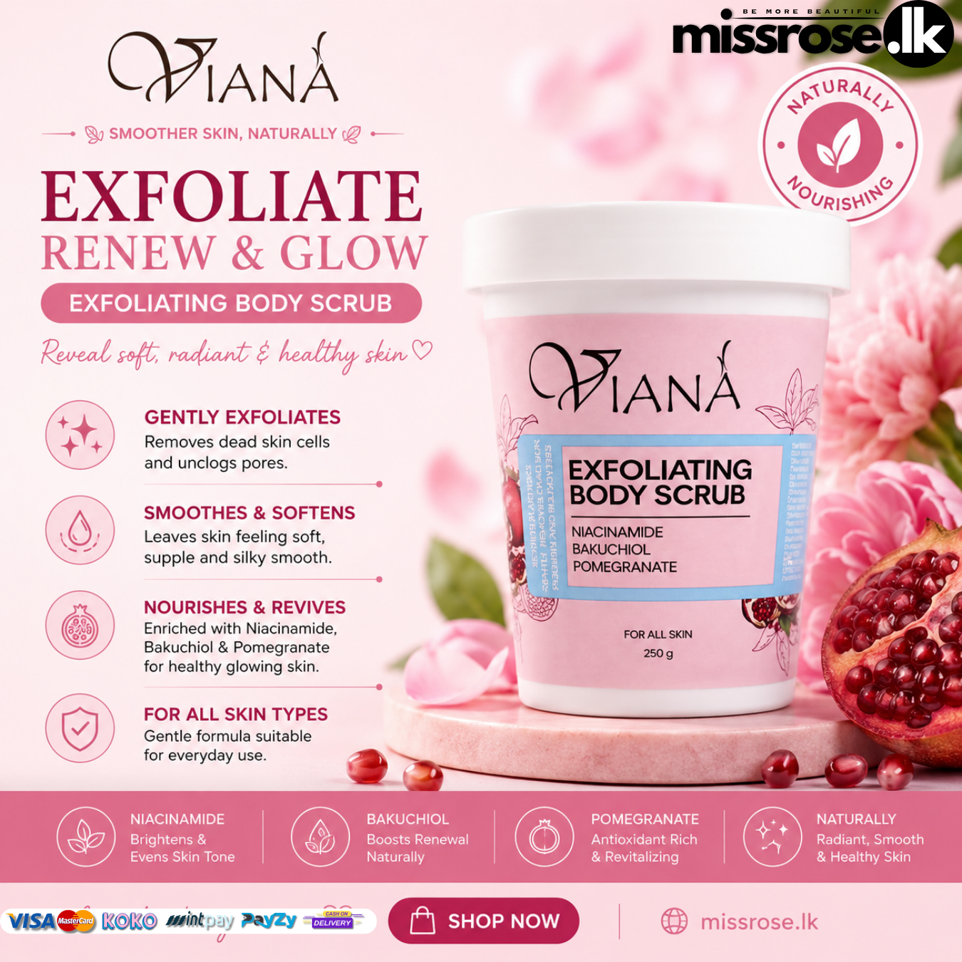 Viana Pomegrante Exfoliating Body Scrub