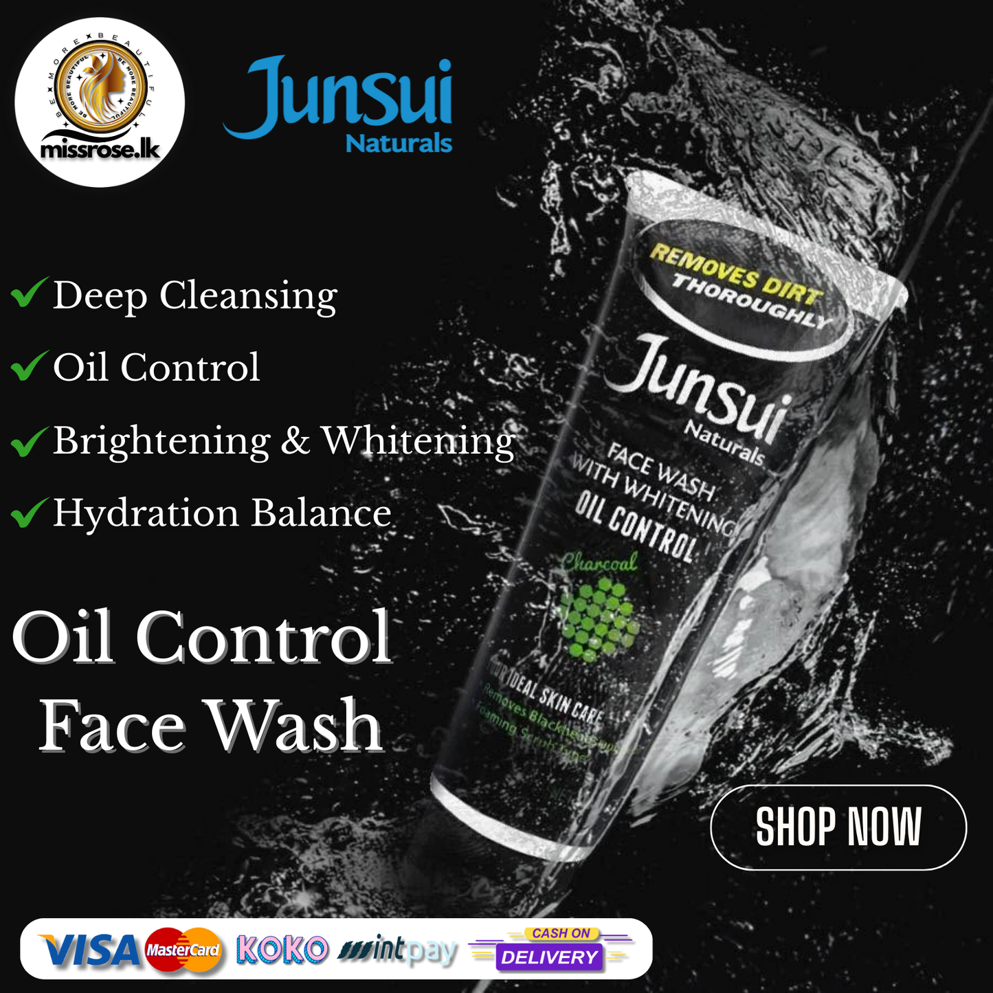 Junsui Naturals Face Wash – Whitening & Oil Control 100g