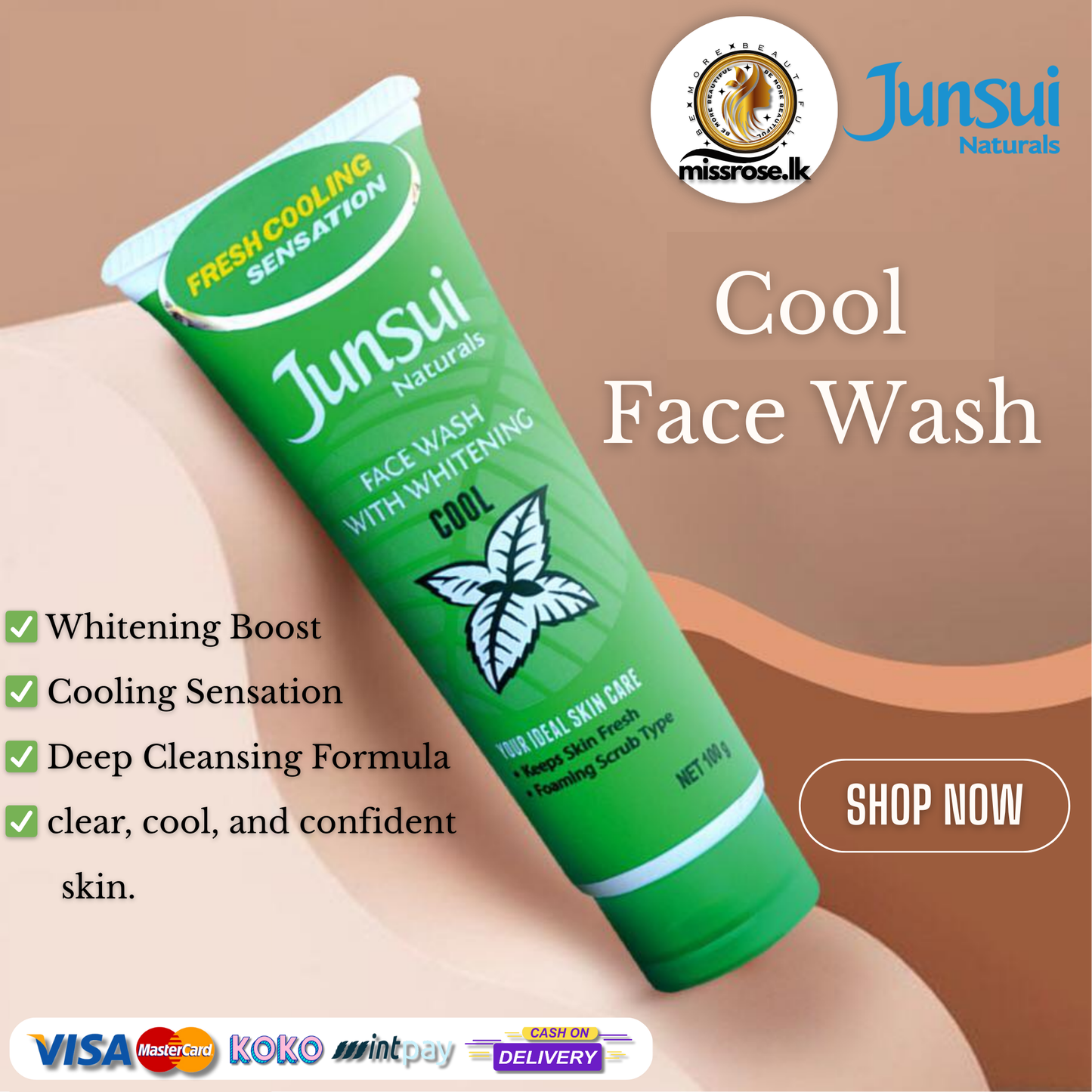 Junsui Naturals Facial Wash With Whitening Cool 100g