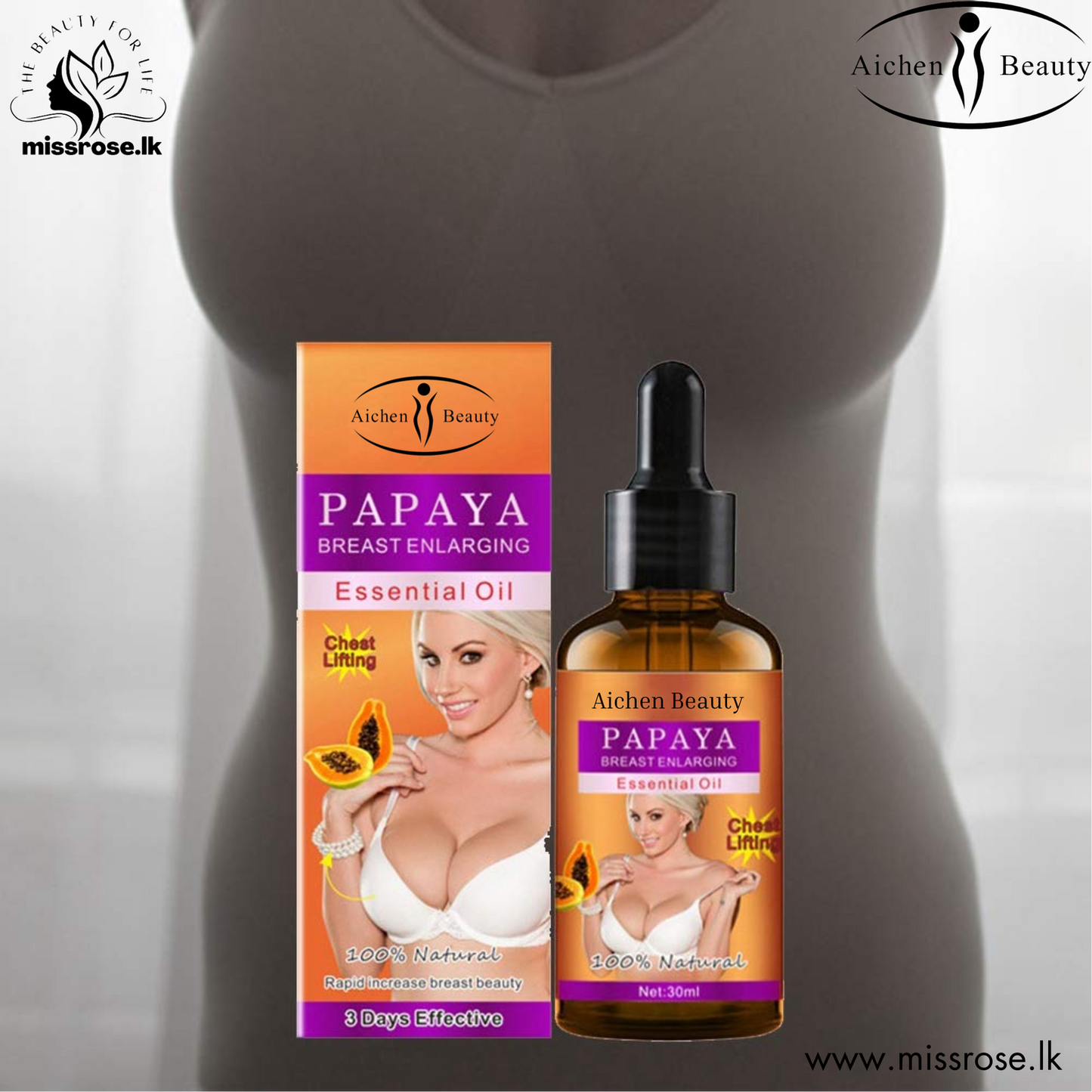 Aichun Beauty Papaya Breast Enlarging Essential Oil 30ml - Missrose.lk