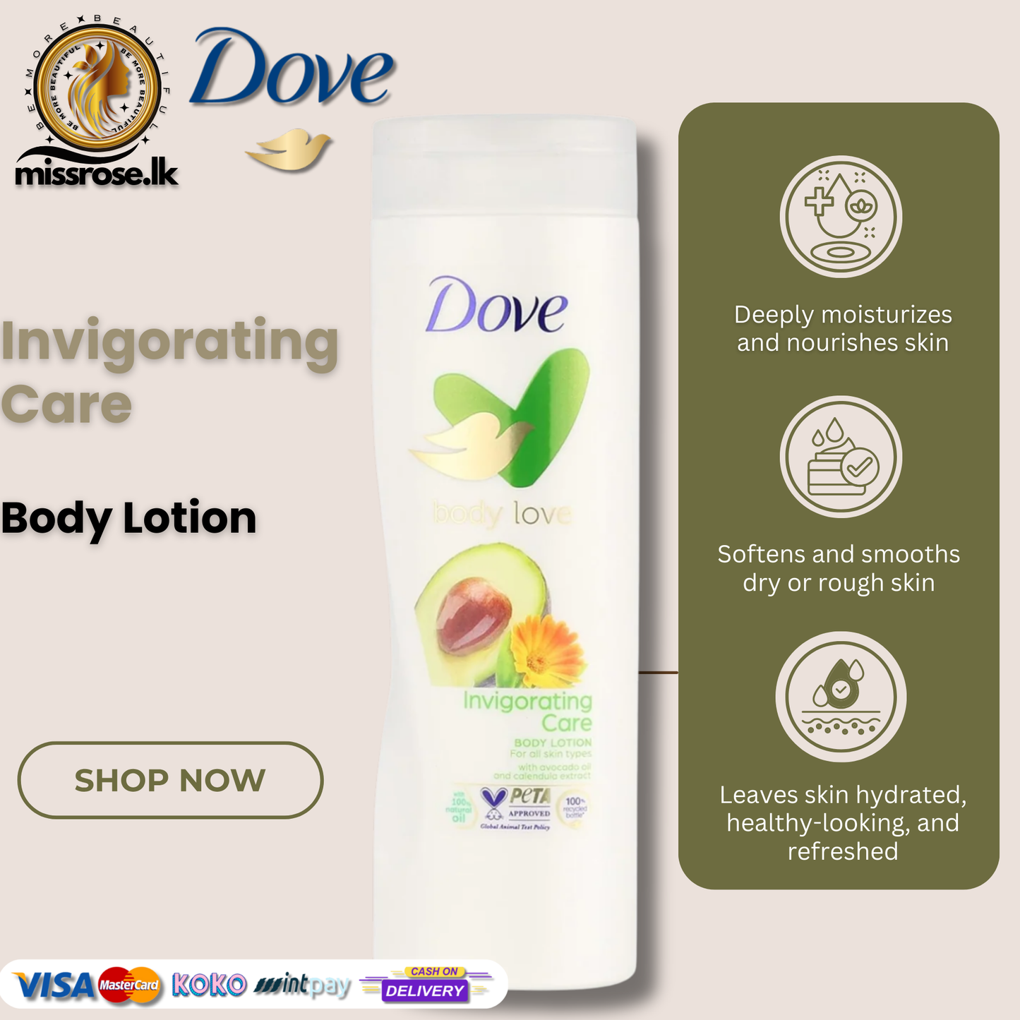 Dove Lotion Invigorating Ritual- Avocado Oil and Calendula Extract