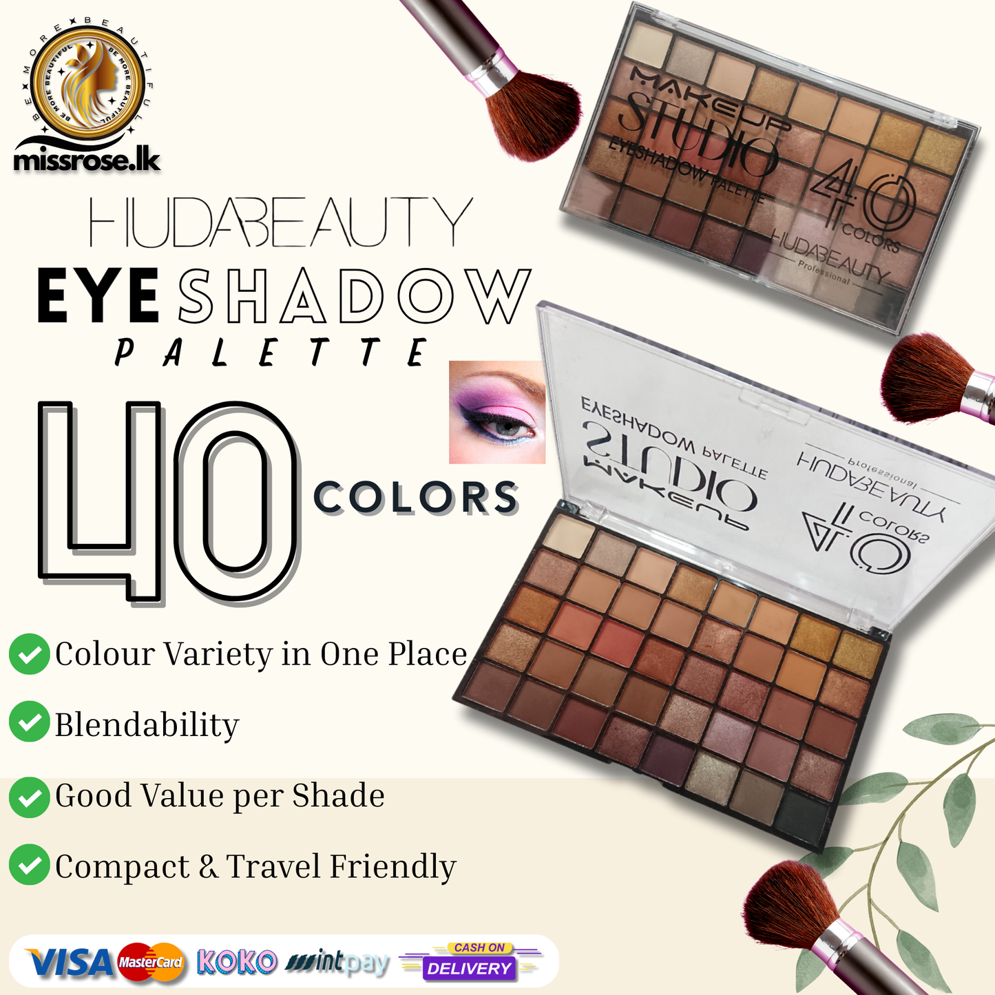 HUDA BEAUTY Eyeshadow Palette – 40 Colors