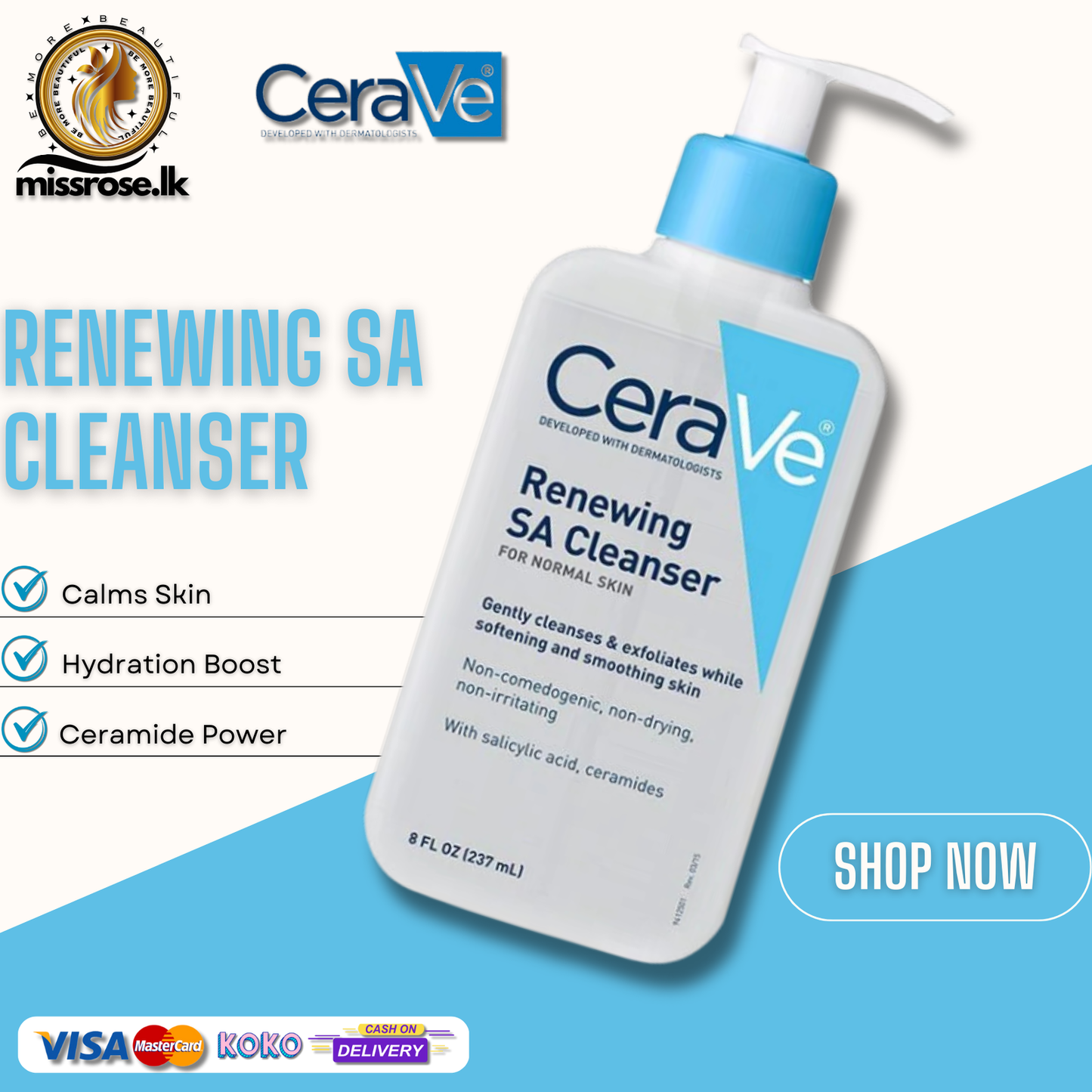 CeraVe Renewing SA Cleanser - Missrose.lk