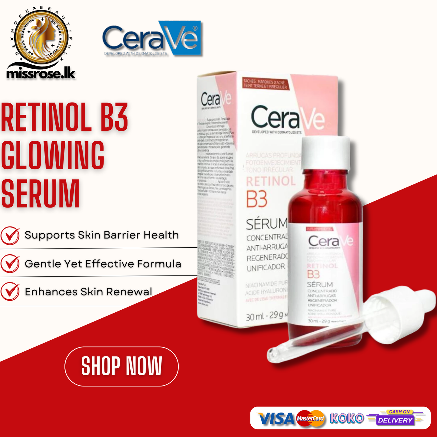 CeraVe Retinol B3 Glowing Serum - Missrose.lk
