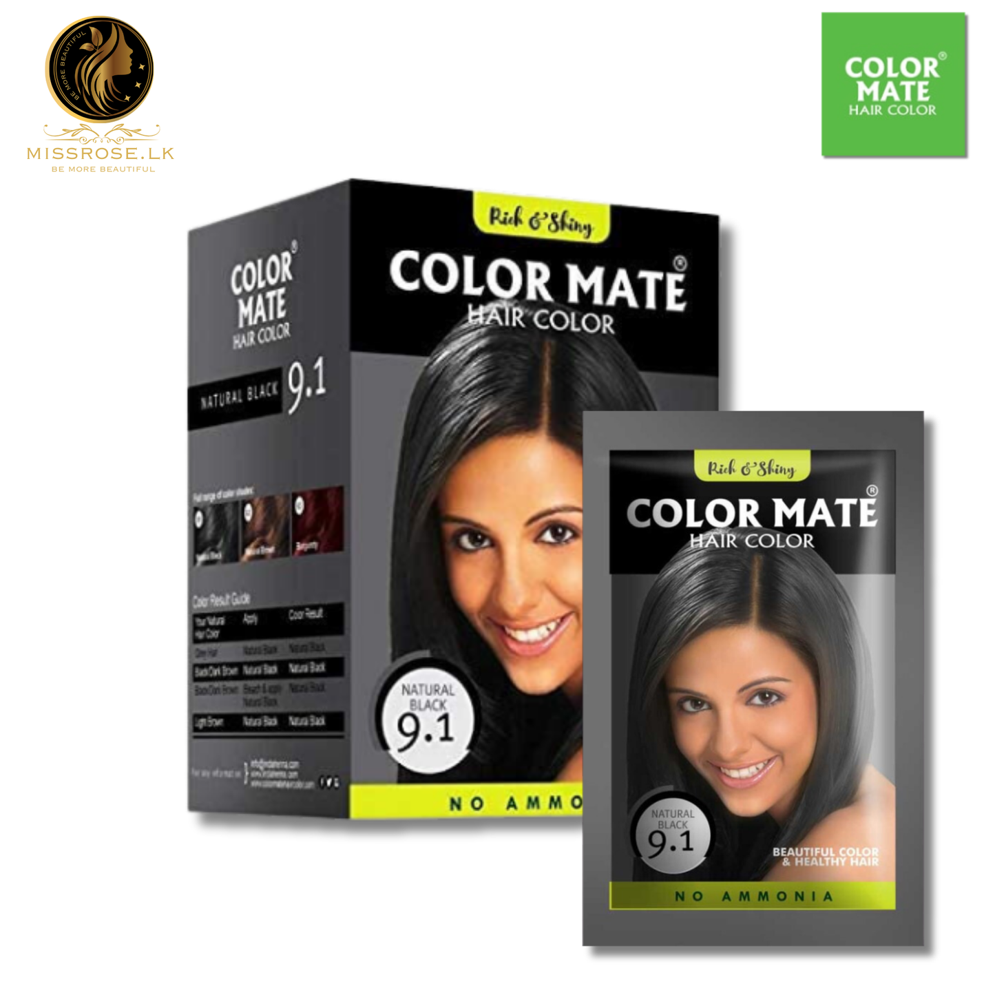 COLOR MATE No Ammonia Hair Black Color (9.1)