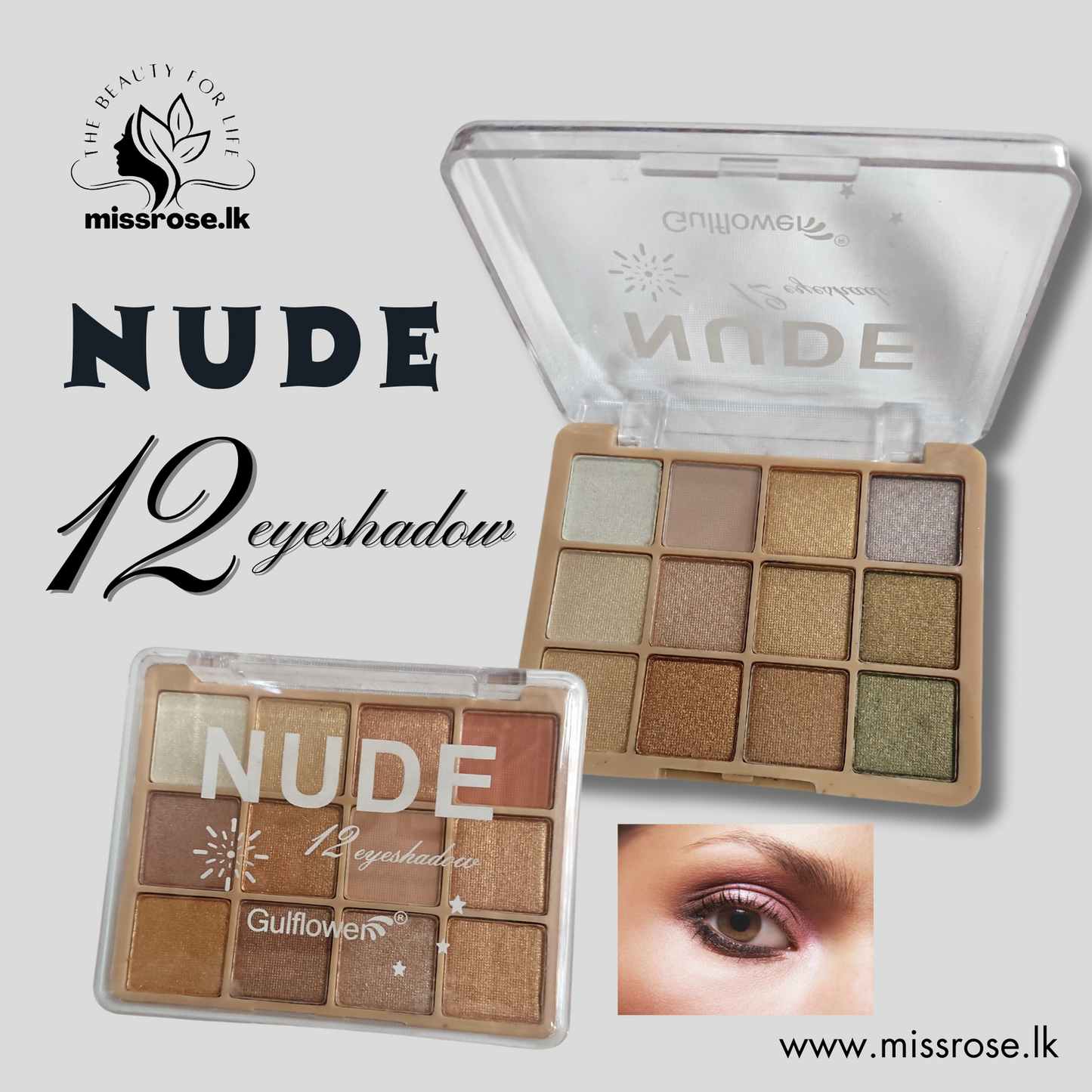 GULFLOWER NUDE 12 EYESHEDOW - Missrose.lk