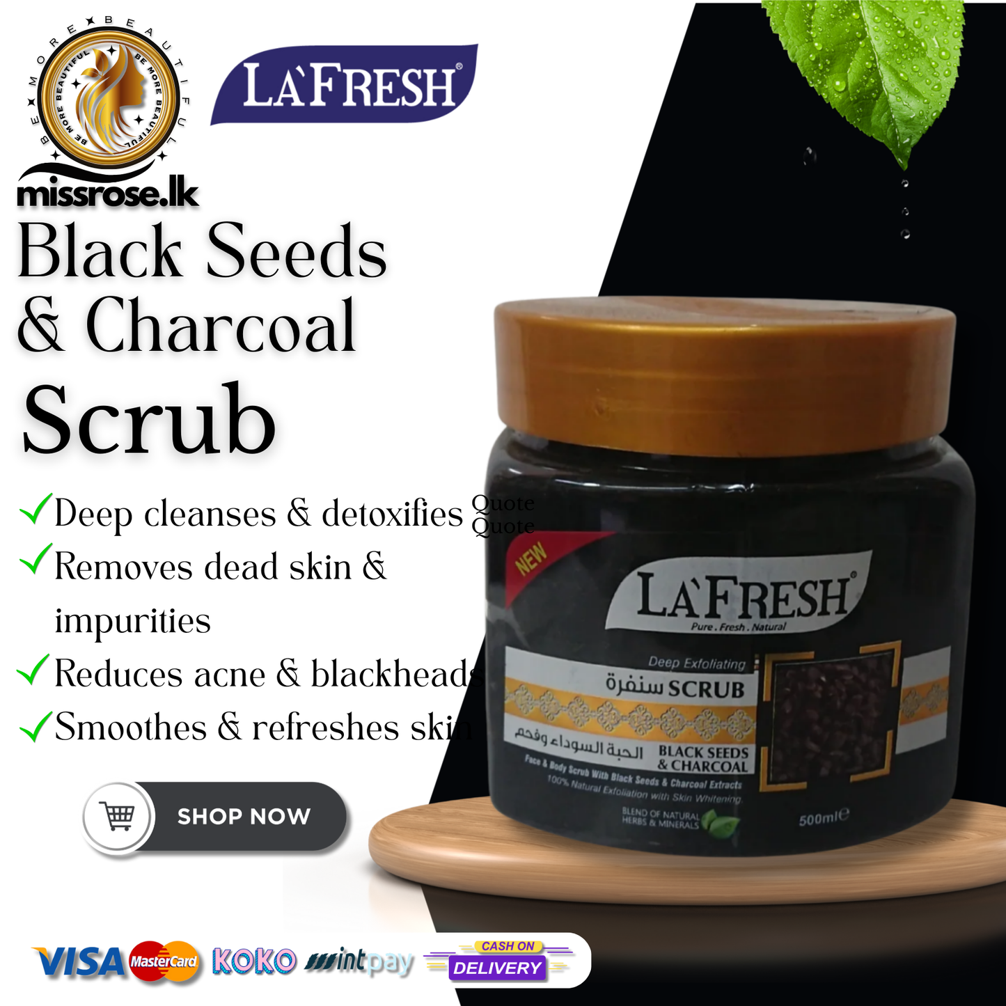 La Fresh Black Seeds & Charcoal Scrub Face Care (500ML)