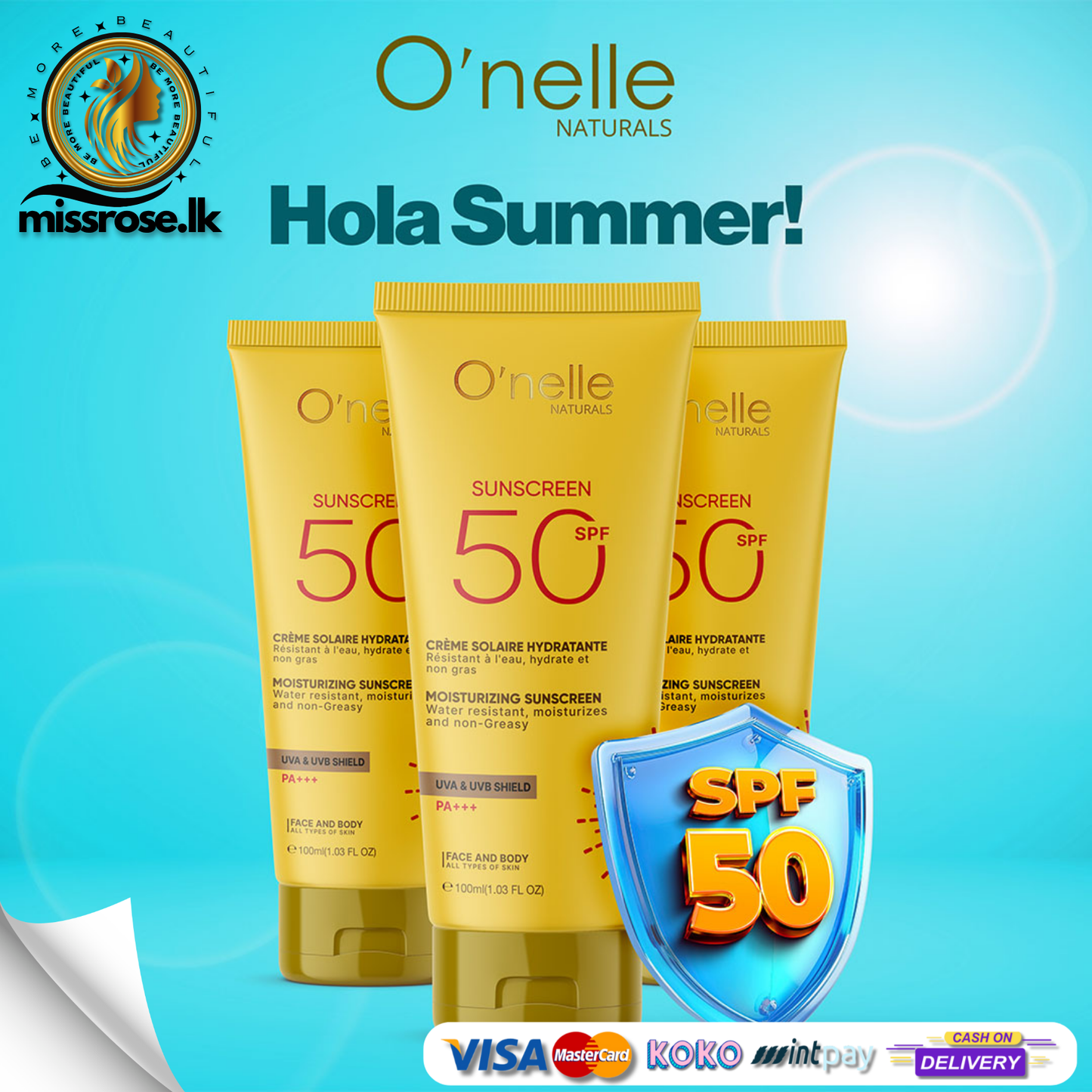 O’nelle Moisturizing Sunscreen SPF50 PA+++ 100ml