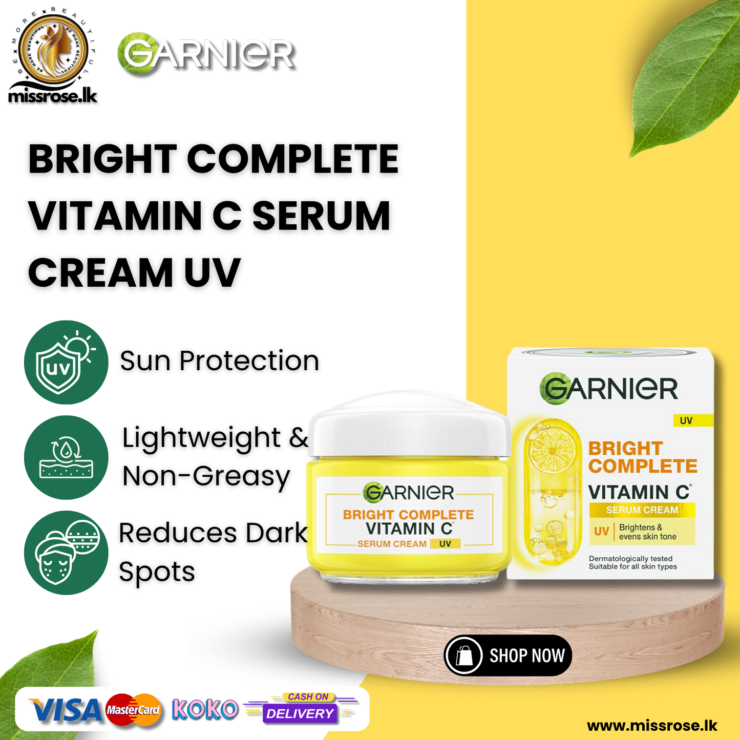 Garnier Bright Complete Vitamin C Serum Cream UV