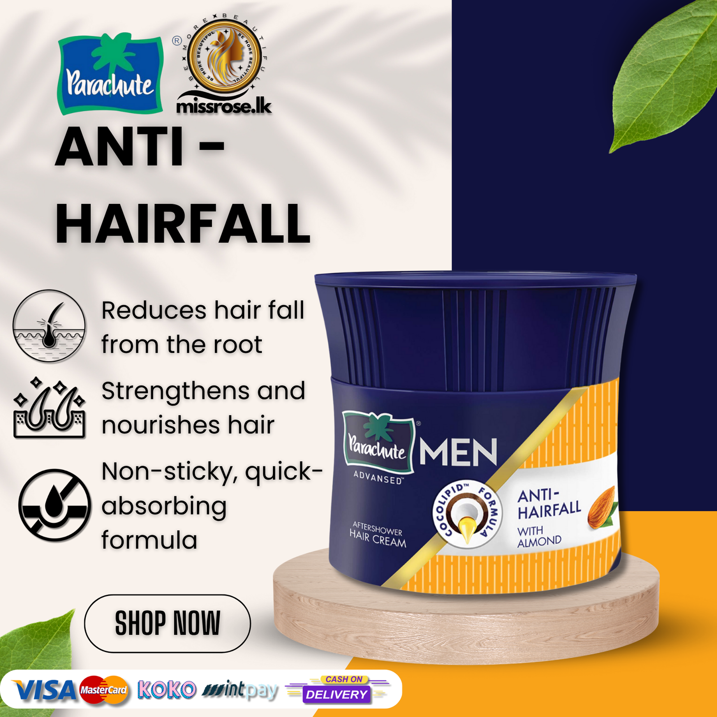 Parachute Advansed Hair Cream For Men, Anti Hair Fall 100g
