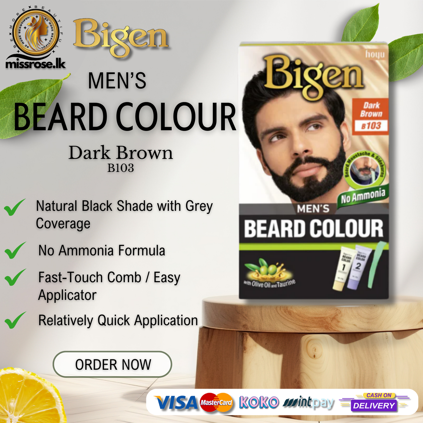 Bigen Men’s Beard Colour - B102 - Brown Black