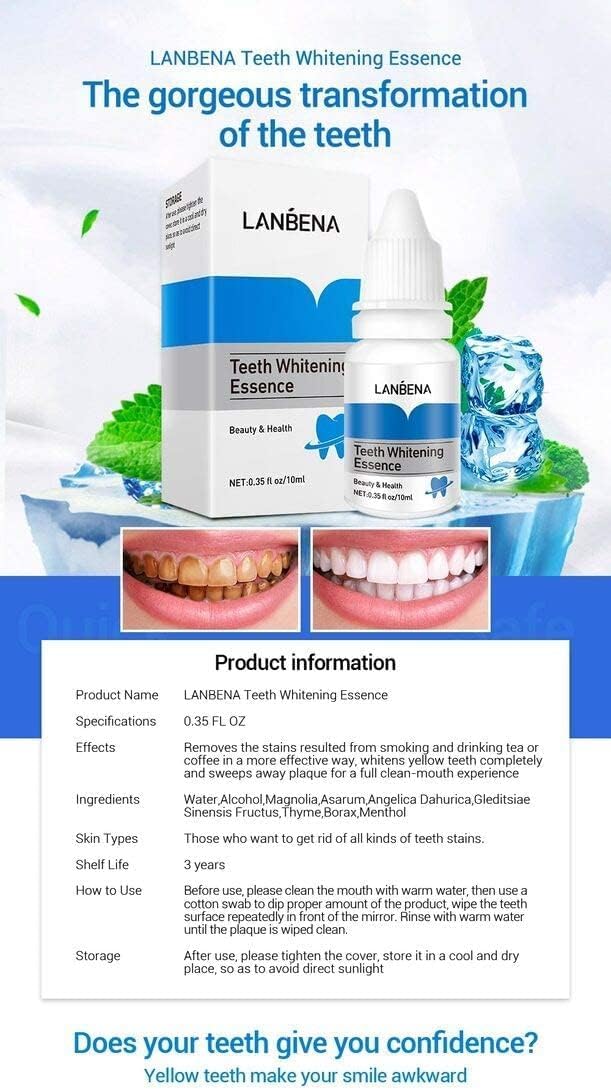 LANBEN Teeth Whitening Serum Gel Dental Oral Hygiene Effective Remove Stains Plaque Teeth Cleaning Essence Dental Care Tooth - Missrose.lk