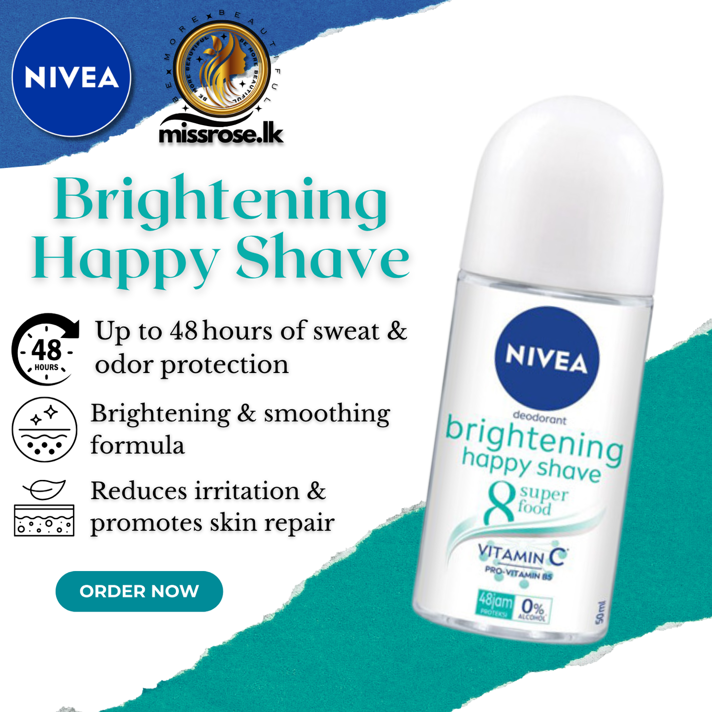Nivea Deodorant Mini Brightening Happy Shave Roll On 50ml