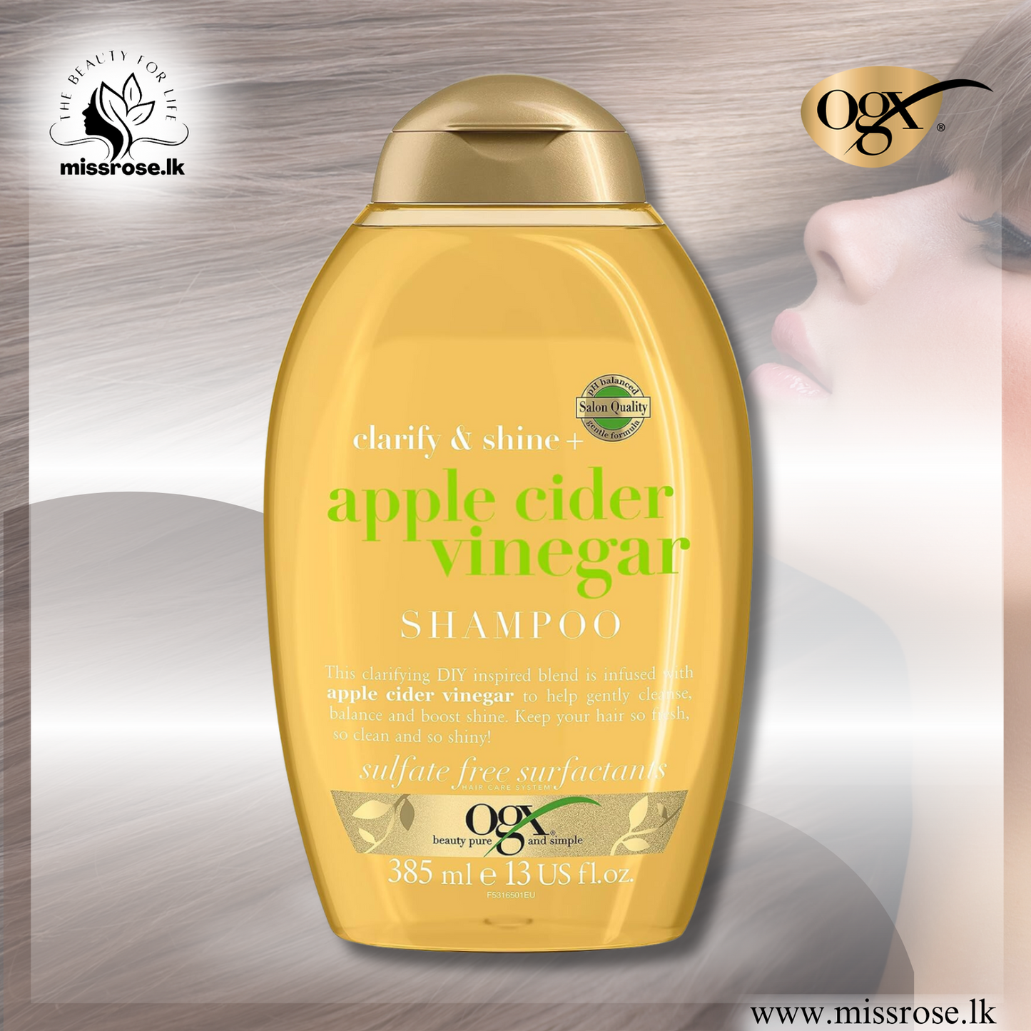OGX Apple Cider Vinegar Clarifying Shampoo - Missrose.lk