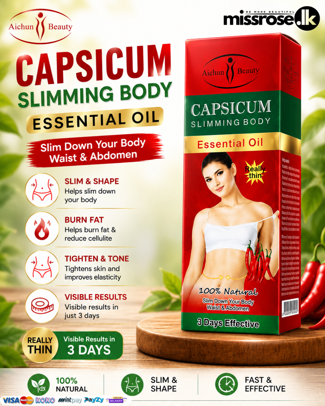 Aichun Beauty Capsicum Slimming Body Essential Oil 30ml
