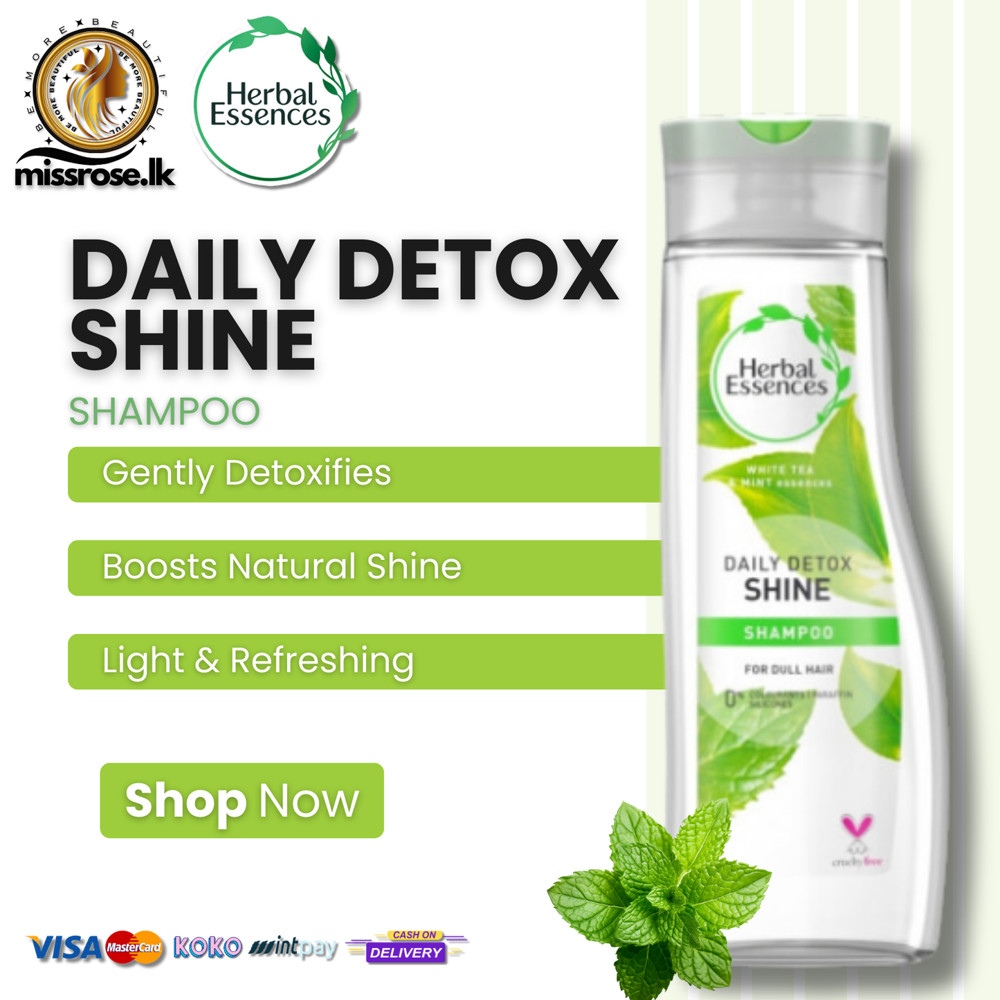 Herbal Essences Daily Detox Shine Shampoo 400ml