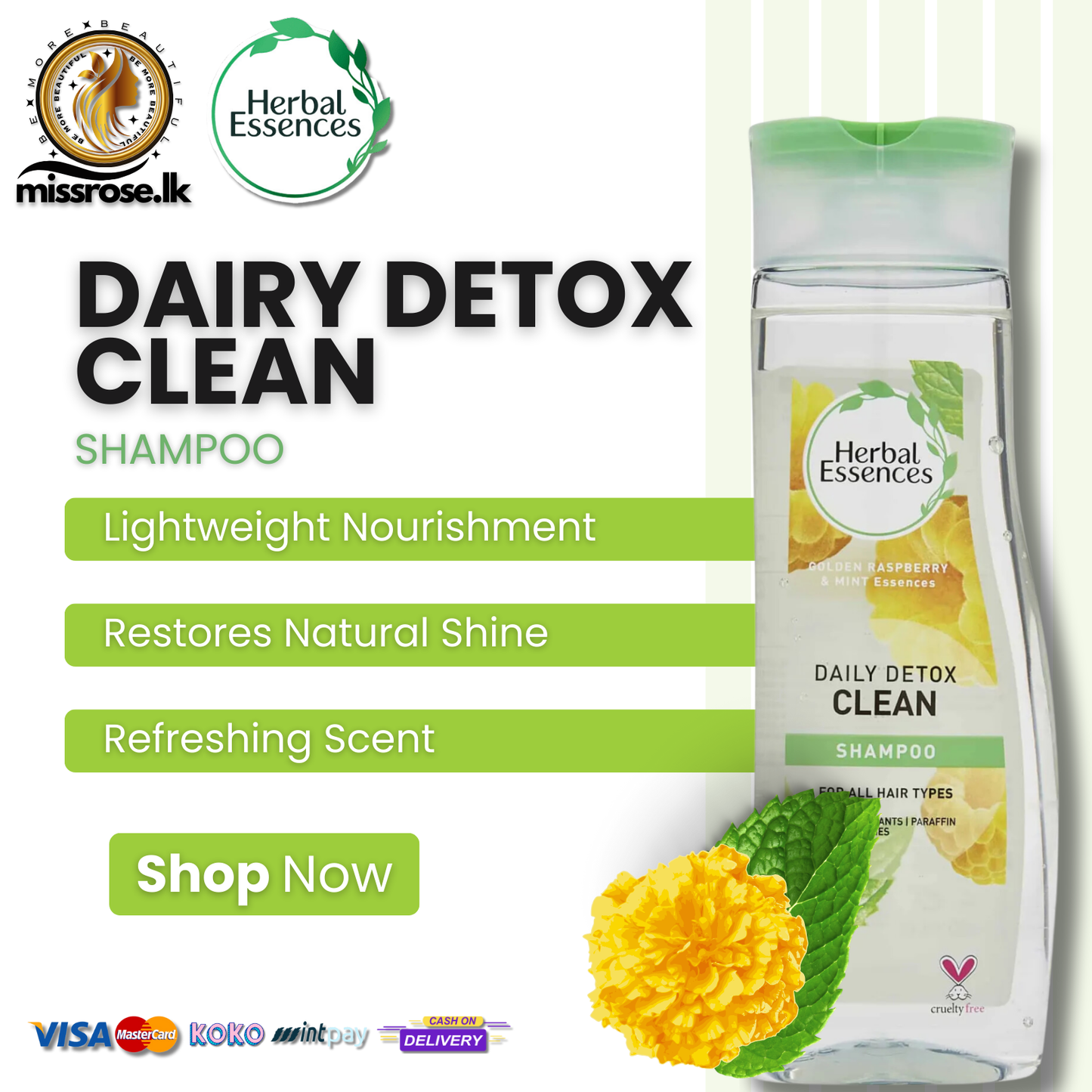 Herbal Essence Dairy Detox Clean Shampoo 400ml