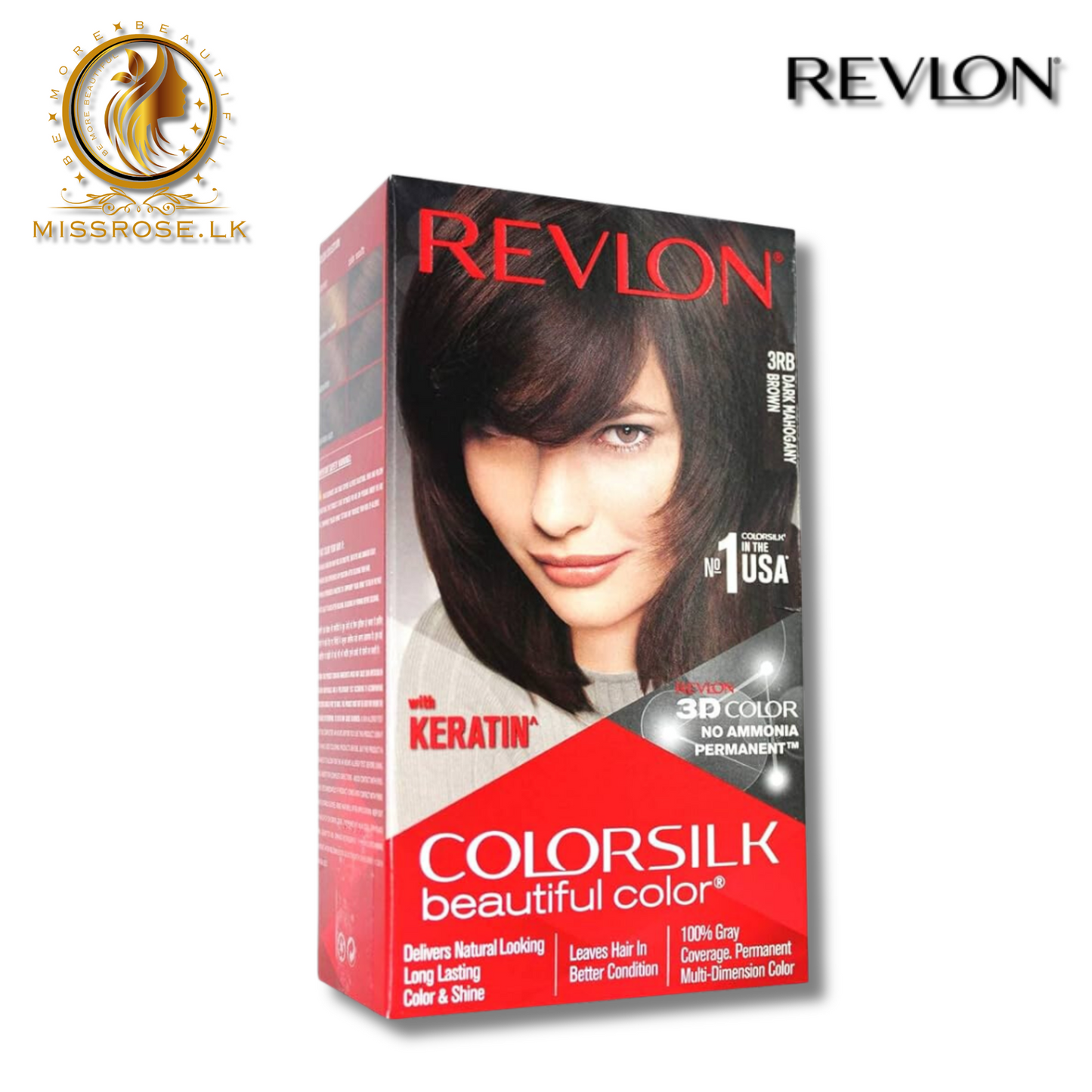 Revlon Colorsilk Beautiful Color 3RB Dark Mahogany Brown With Keratin - Missrose.lk