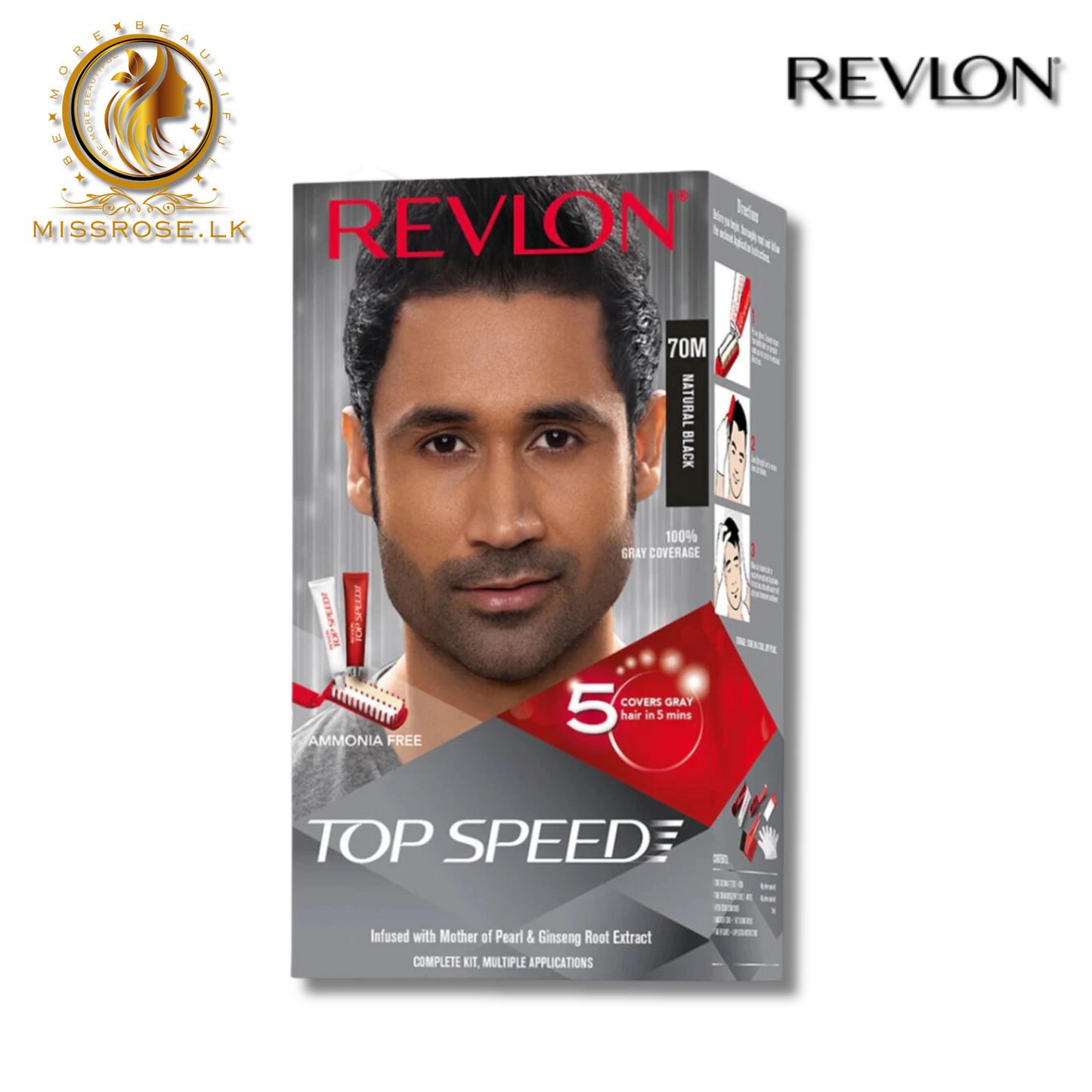 Revlon Top Speed Ammonia Free Hair Color 70M Natural Black - Missrose.lk