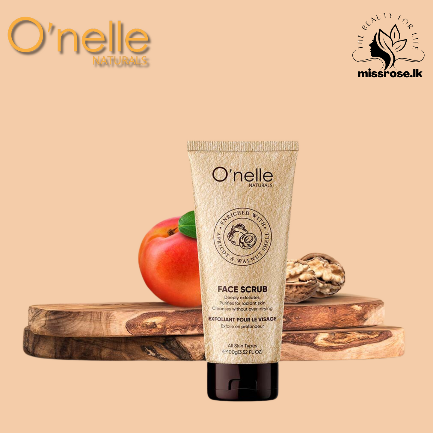 O’nelle Apricot and Walnut Shell Facial Scrub 100g