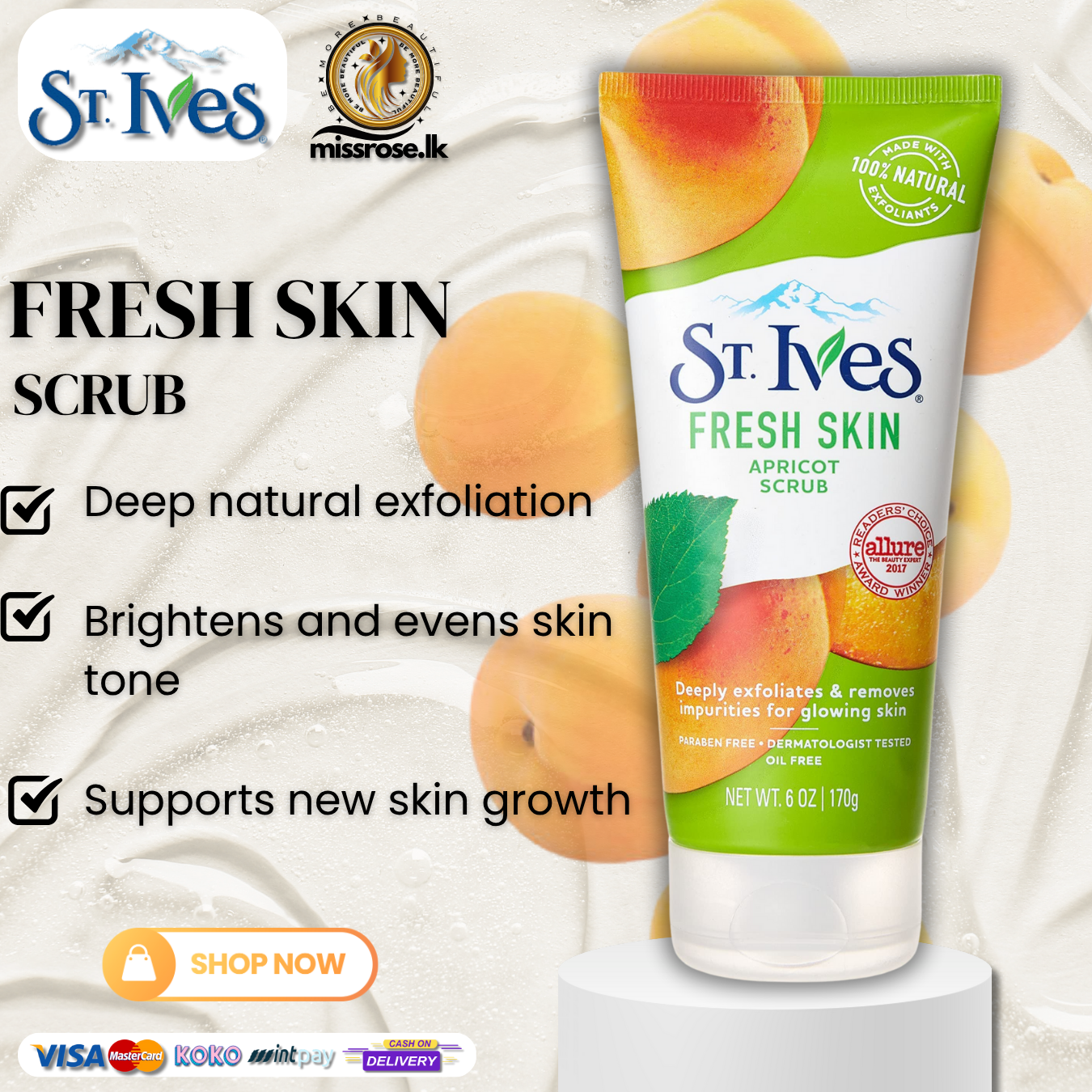 St. Ives Fresh Skin Apricot Scrub 170g