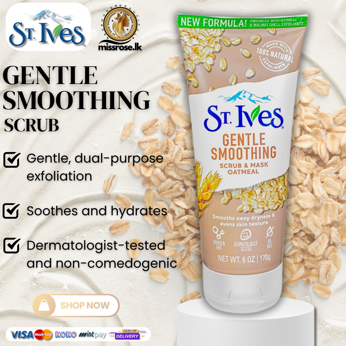 St Ives gentle smoothing oatmeal scrub and mask 170g