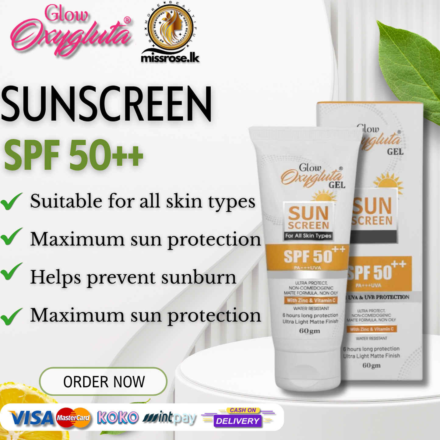 Glow Oxygluta Sunscreen SPF 50++ 60g