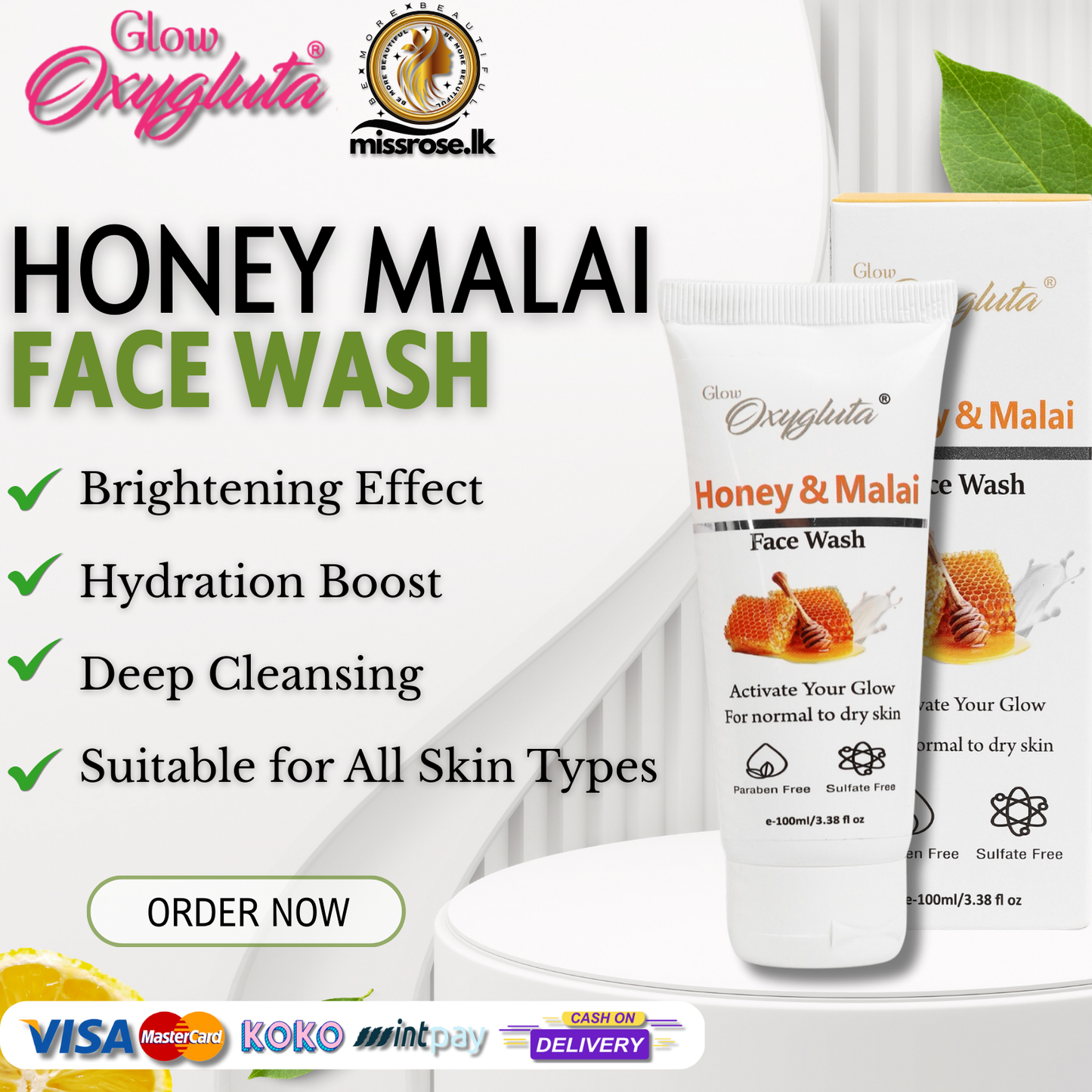 Glow Oxygluta Honey Malai Face wash 100ml
