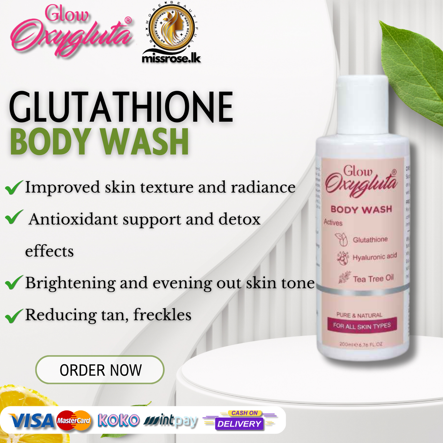 Glow Oxygluta Glutathione Body Wash 200ml