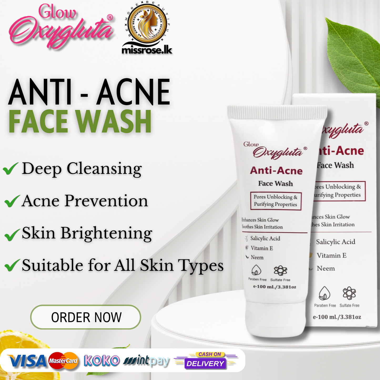 Glow Oxygluta Anti-Acne Face Wash 100ml