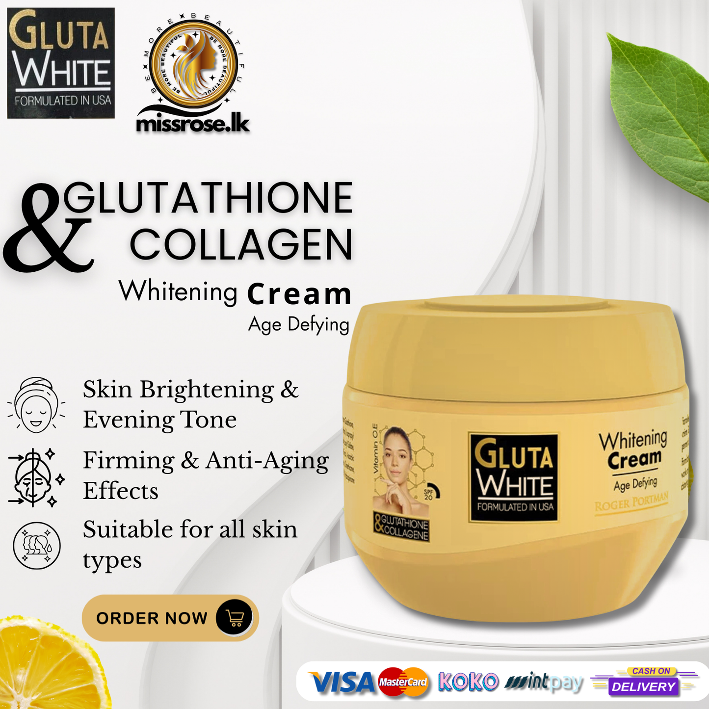 GLUTA WHITE Glutathione and Collagen Whitening Cream