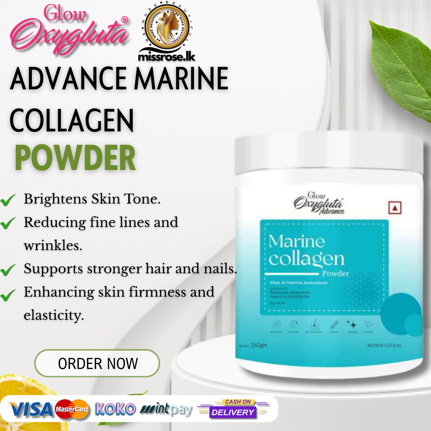 Glow Oxygluta Advance Marine Collagen Powder 240g