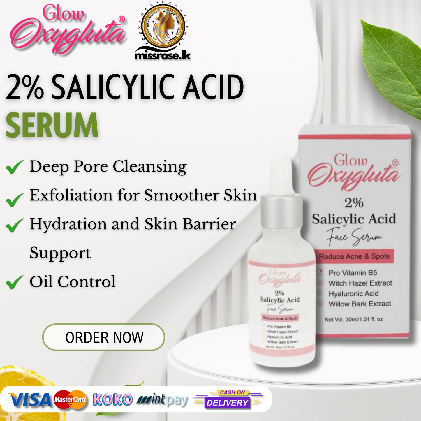 Glow Oxygluta 2% Salicylic Acid Serum 30ml