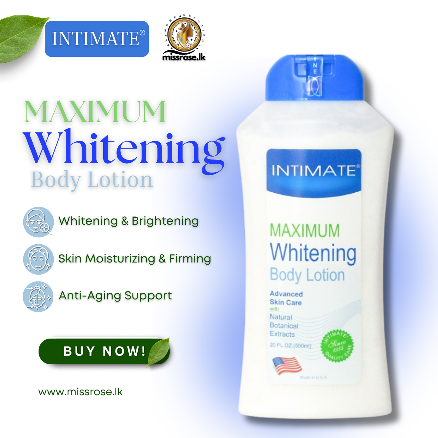 Intimate Maximum Whitening Body Lotion (590 ml)