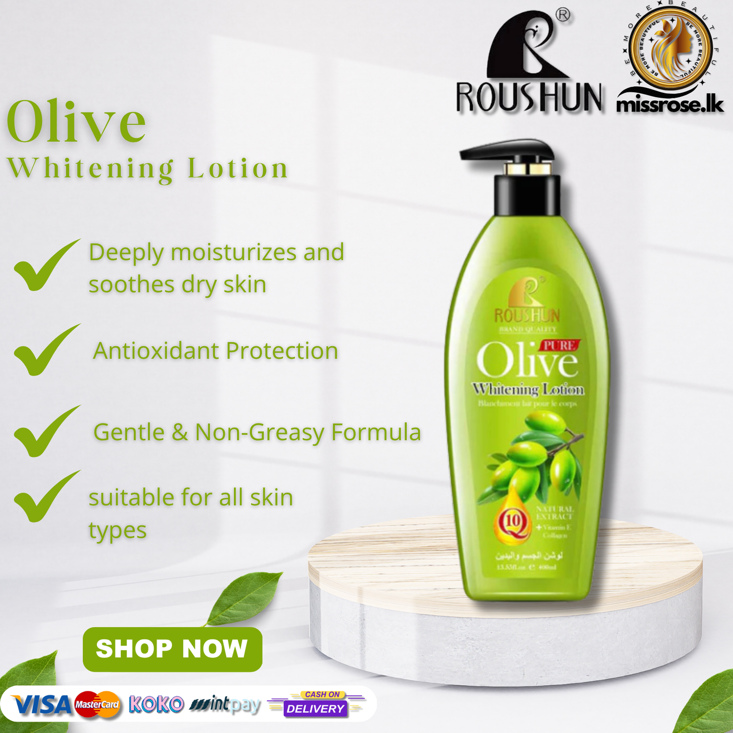 Roushun Olive Whitening Lotion - 400ml