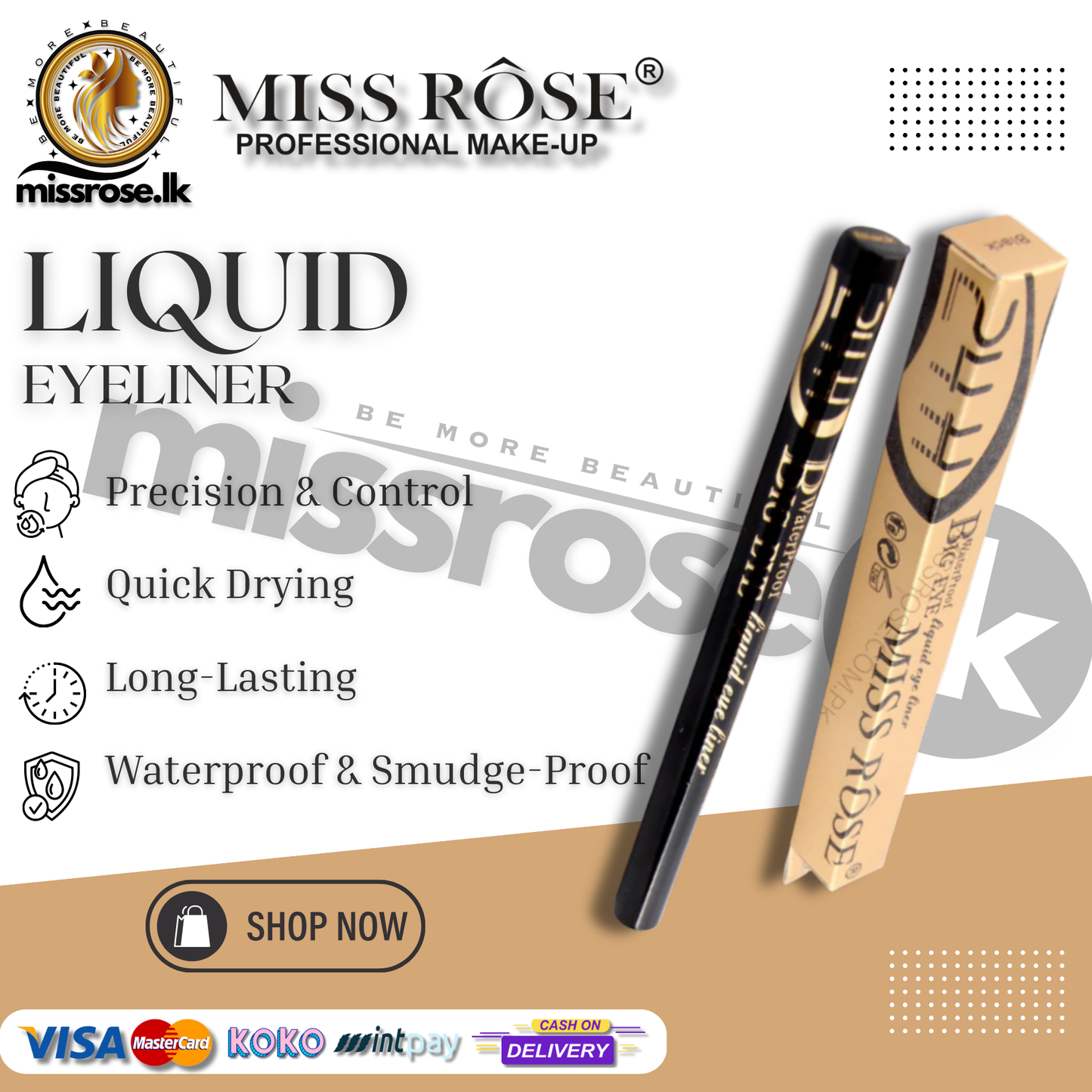 Miss Rose Liquid Eyeliner - Big Eye Waterproof 2ml