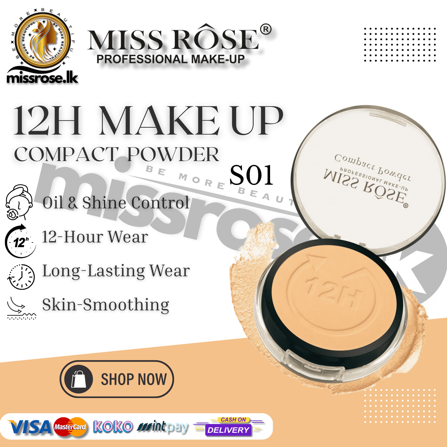 Miss Rose 12h Compact Powder Studio Fix Powder Plus Foundation (S)
