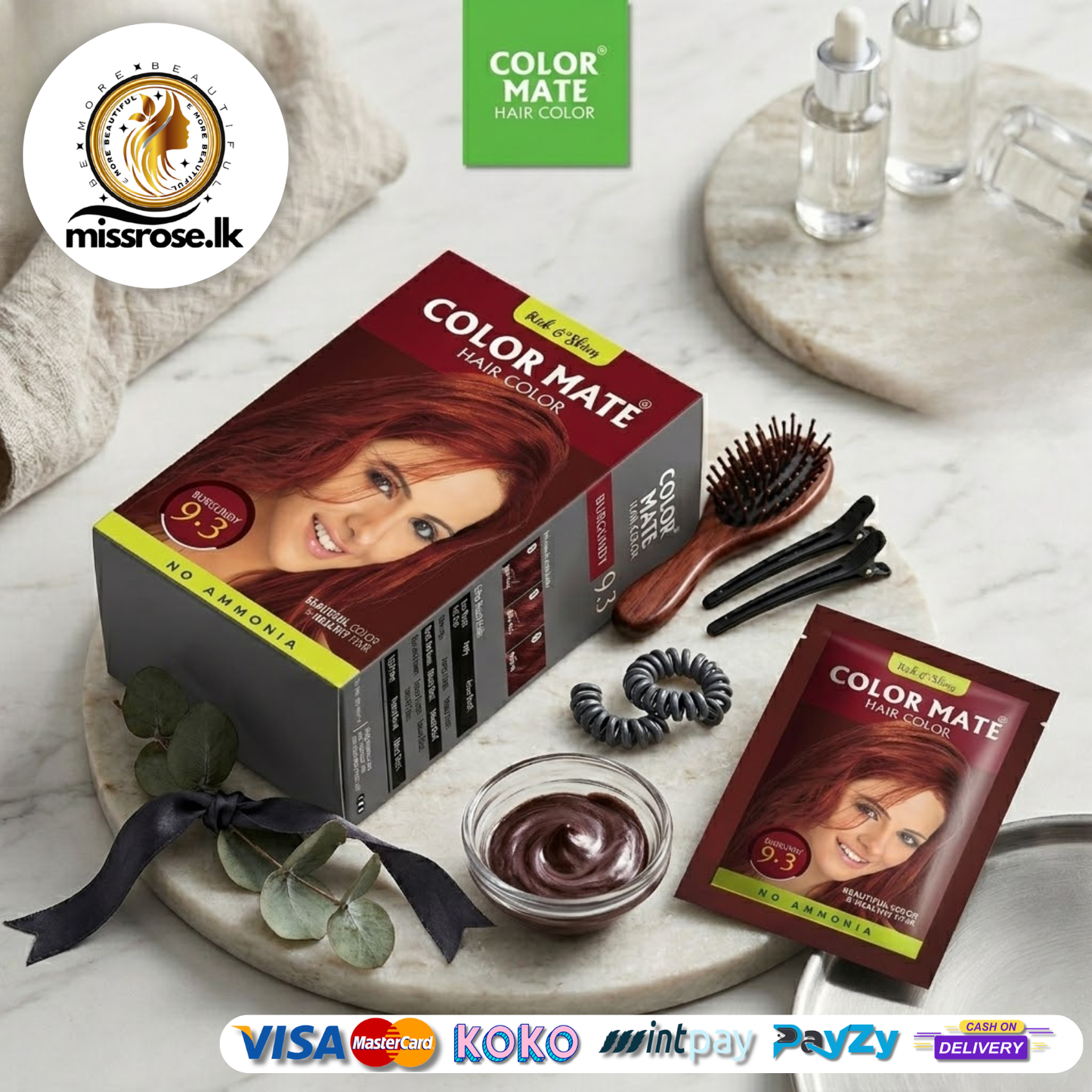 COLOR MATE No Ammonia Hair Burgundy Color 200G (9.3)