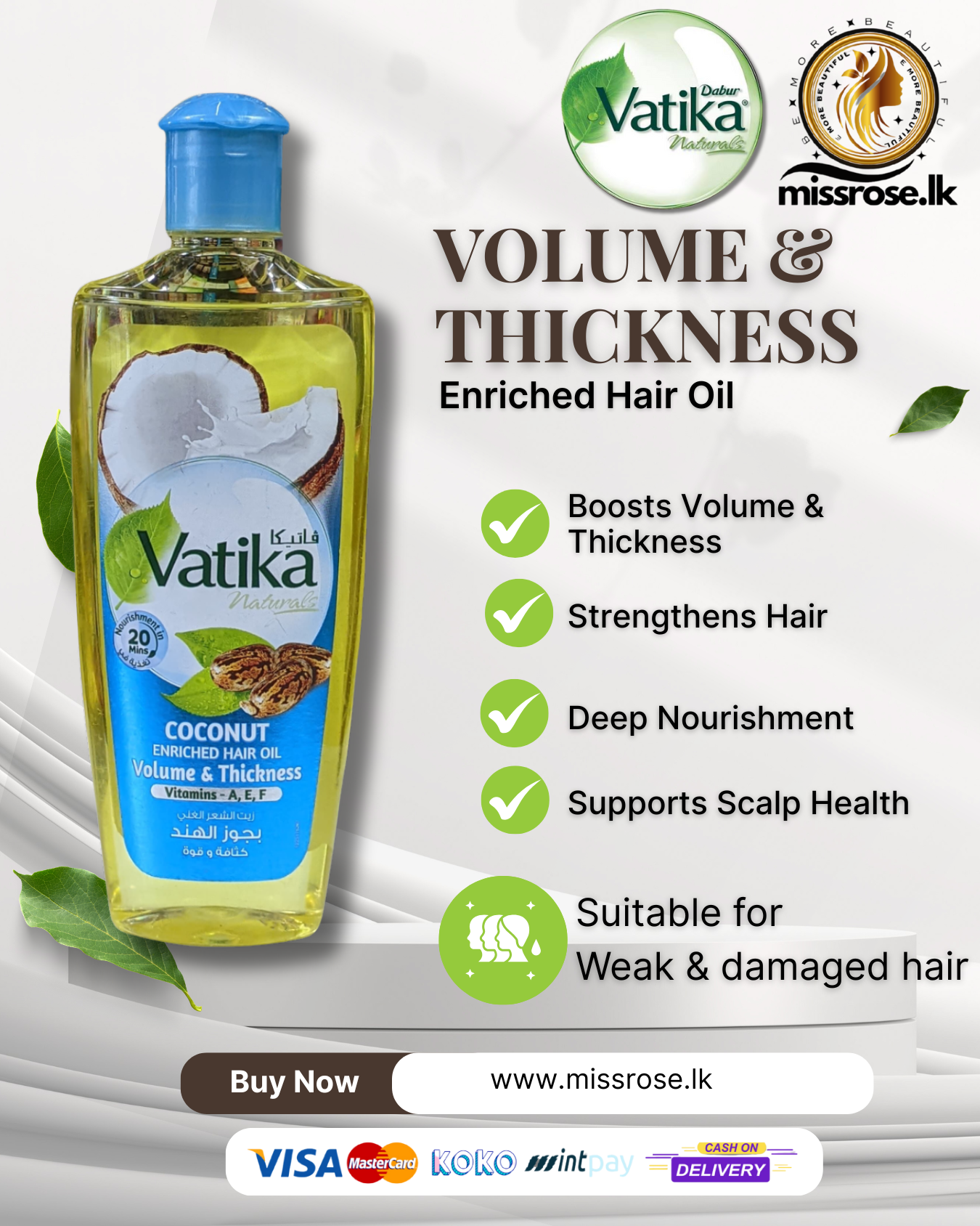 How To Use Vatika Naturals Coconut Hair Oil Vatika Naturals Coconut Enriched Hair Oil for Volume & Thickness