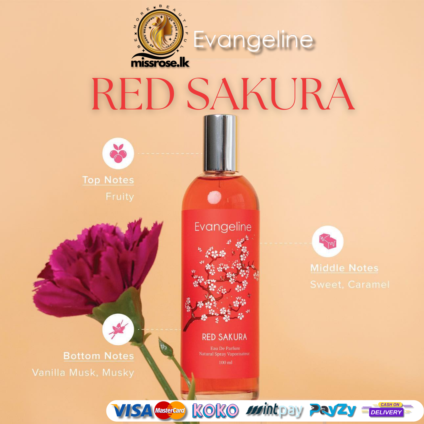 Evangeline Red Sakura perfume 100ml