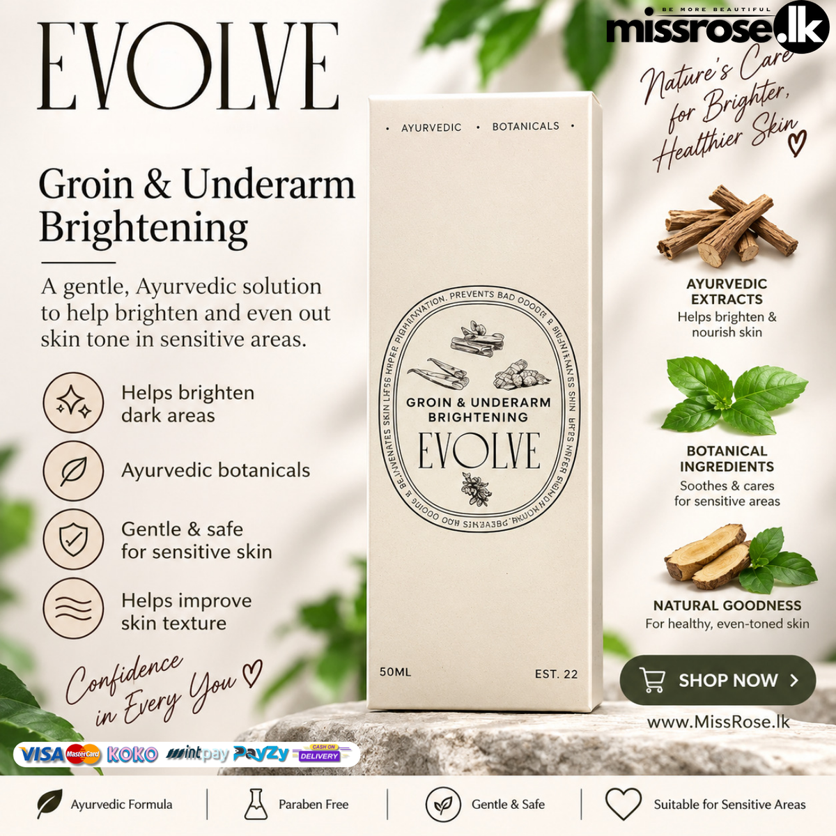 EVOLVE Groin & Underarm Brightening Cream 50ml