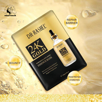 Dr.Rashel 24K Gold Radiance & Anti-Aging Essence Mask 5 pieces - missrose.lk