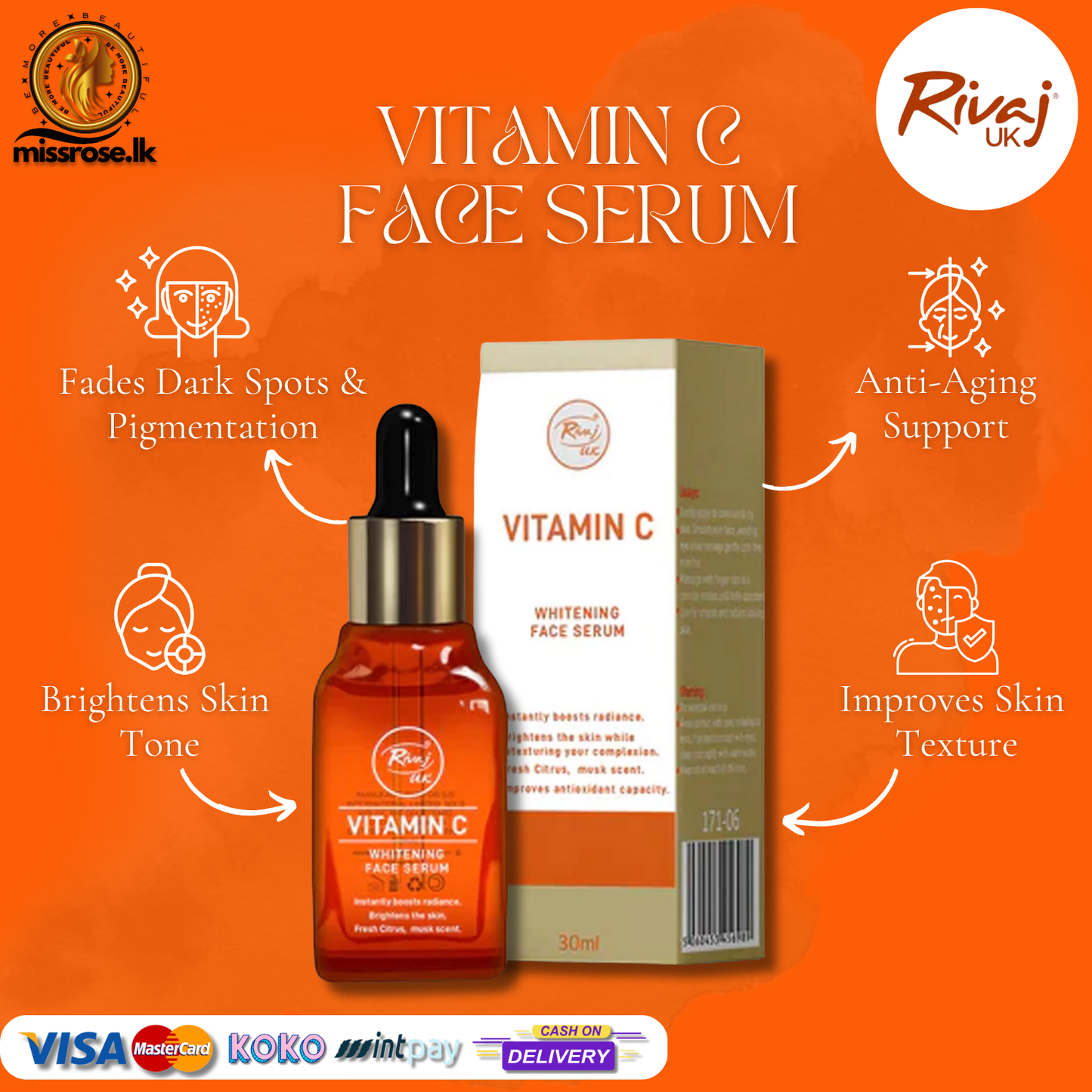 Rivaj UK Vitamin C Whitening Face Serum – 30 ml