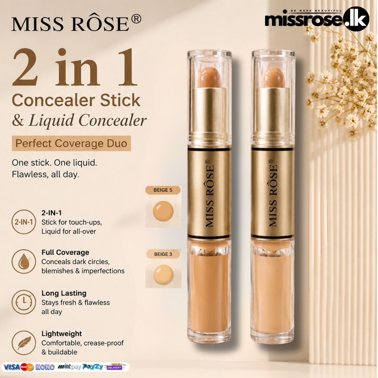 Miss Rose 2-in-1 Concealer Stick & Liquid Concealer