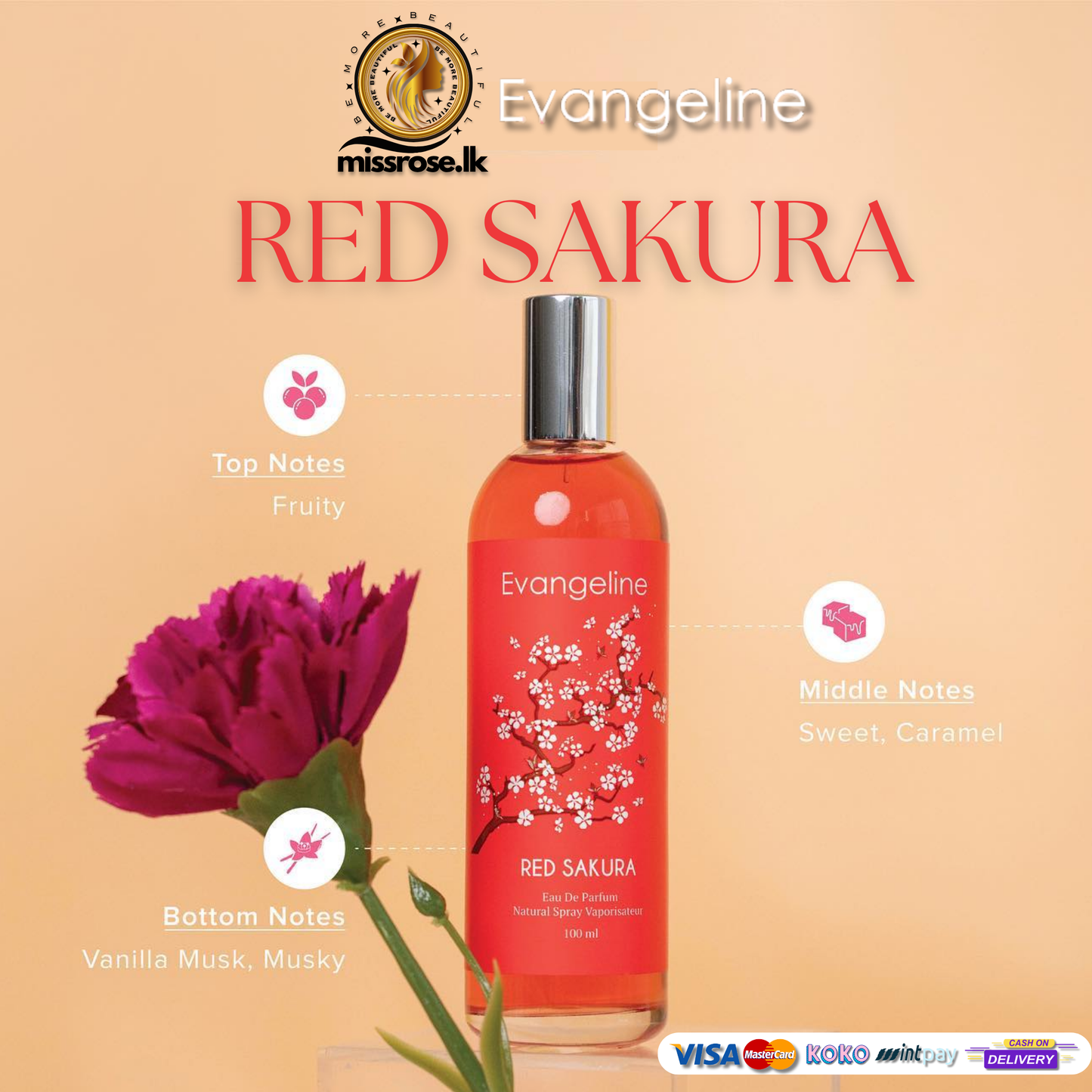 Evangeline Red Sakura perfume 100ml