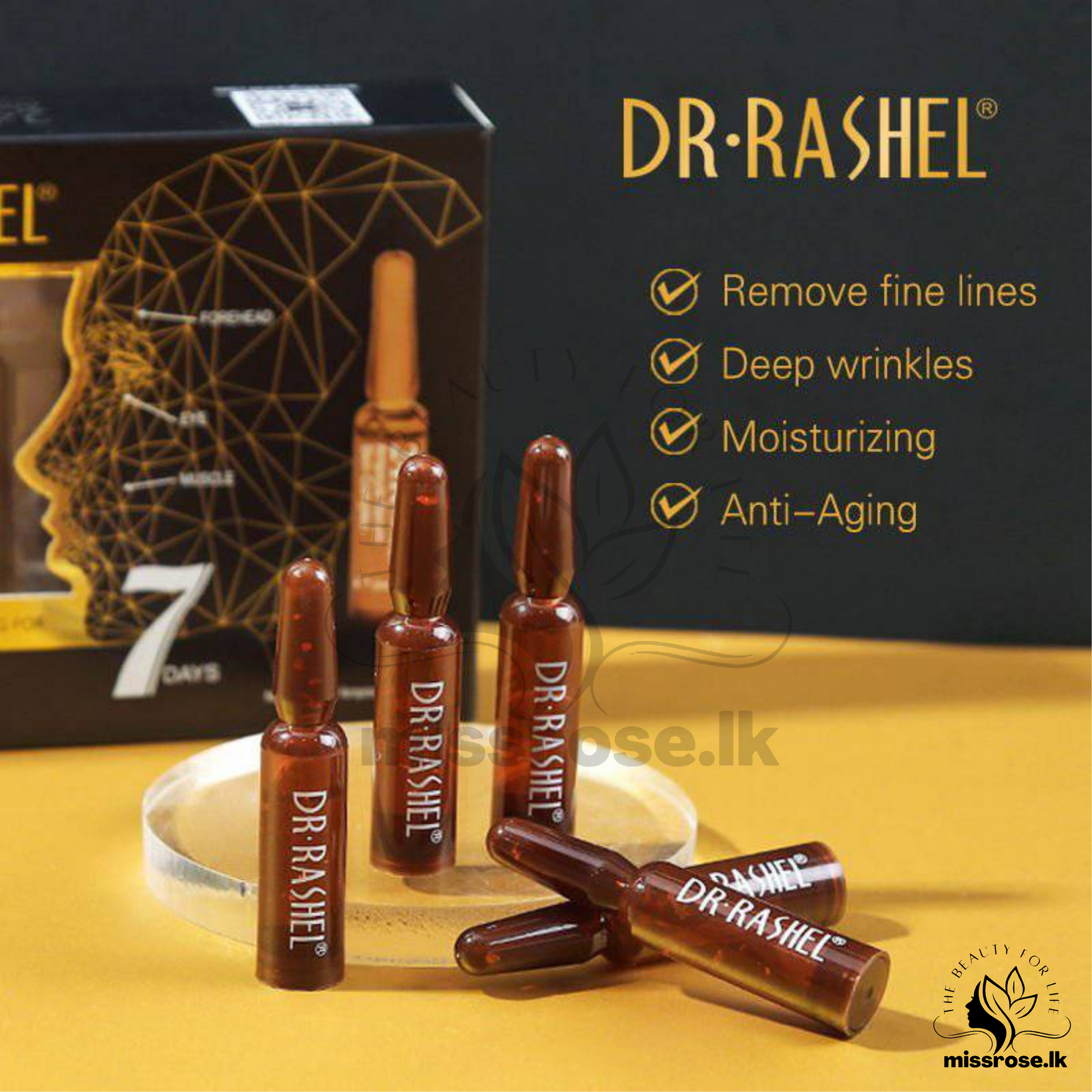 DR RASHEL Skin Care 24K Gold Ampoule Face Serum 2ml X 7pcs - missrose.lk